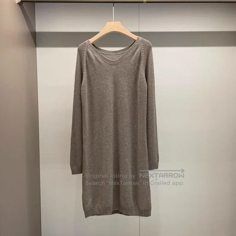 Brunello Cucinelli Brunello Cucinelli Gray Sequined Cashmere Maxi Dress Size M / US 6-8 / IT 42-44 - 2 Thumbnail