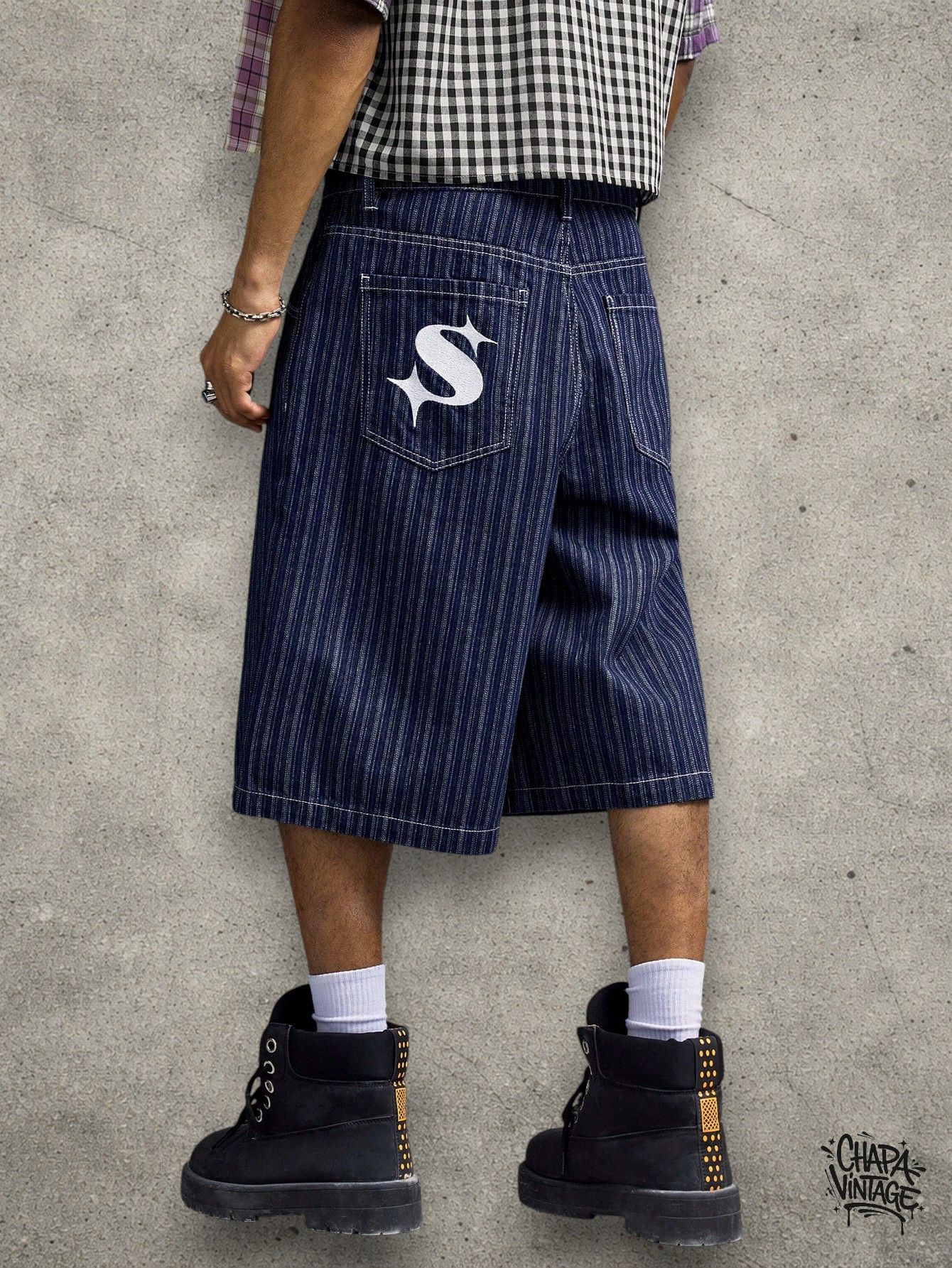Vintage Striped casual denim shorts Size US 34 / EU 50 - 2 Thumbnail