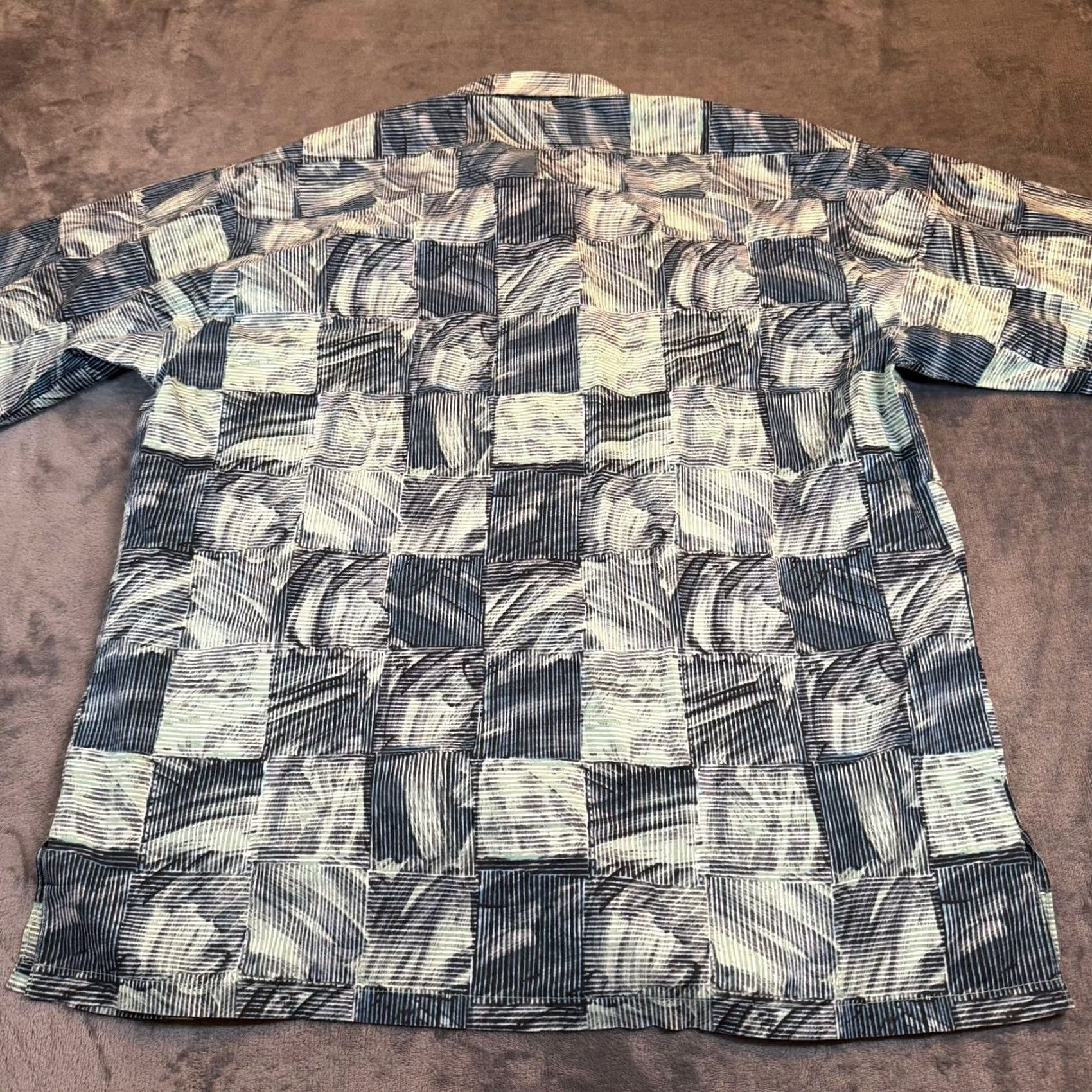 Tori Richard Tori Richard Aloha Shirt Mens Large Blue Geometric Print Cotton Button Up Size US L / EU 52-54 / 3 - 4 Thumbnail