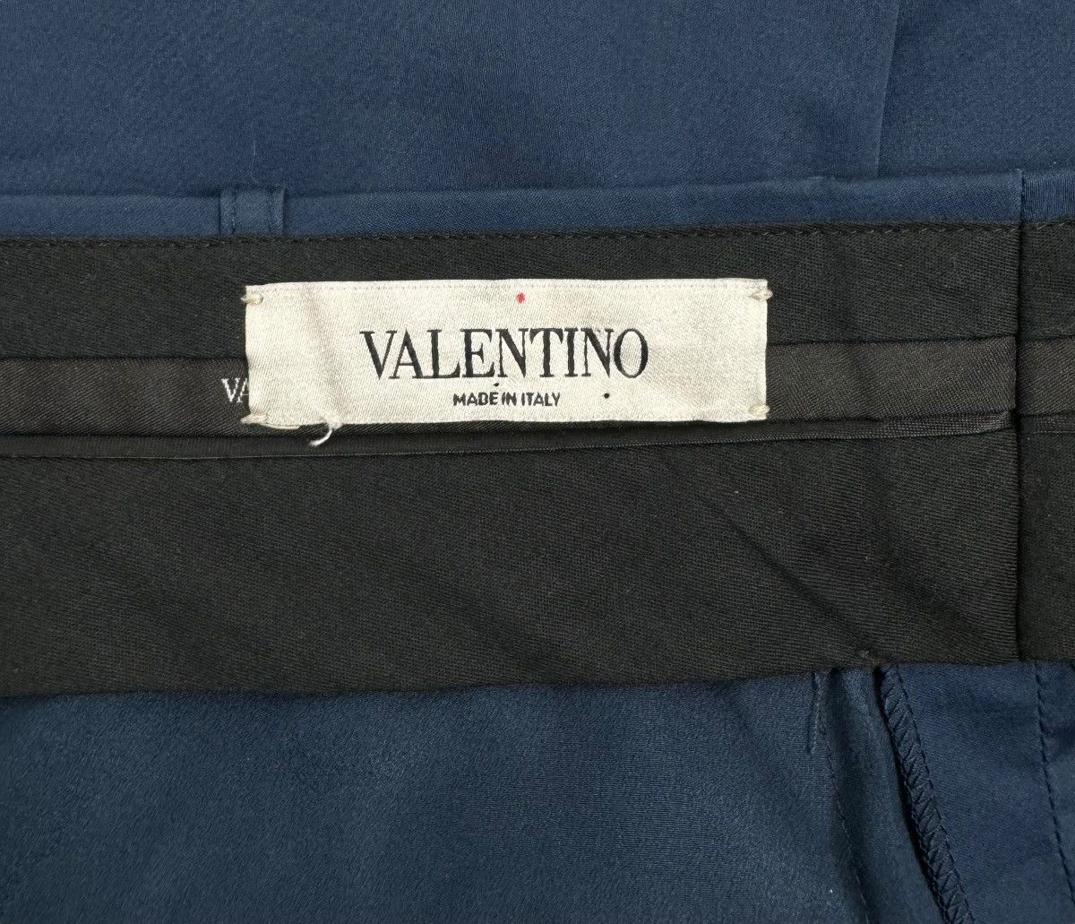 Valentino Valentino Blue Cotton Crystal Detail Straight Formal Pants Size 30" / US 8 / IT 44 - 10 Thumbnail