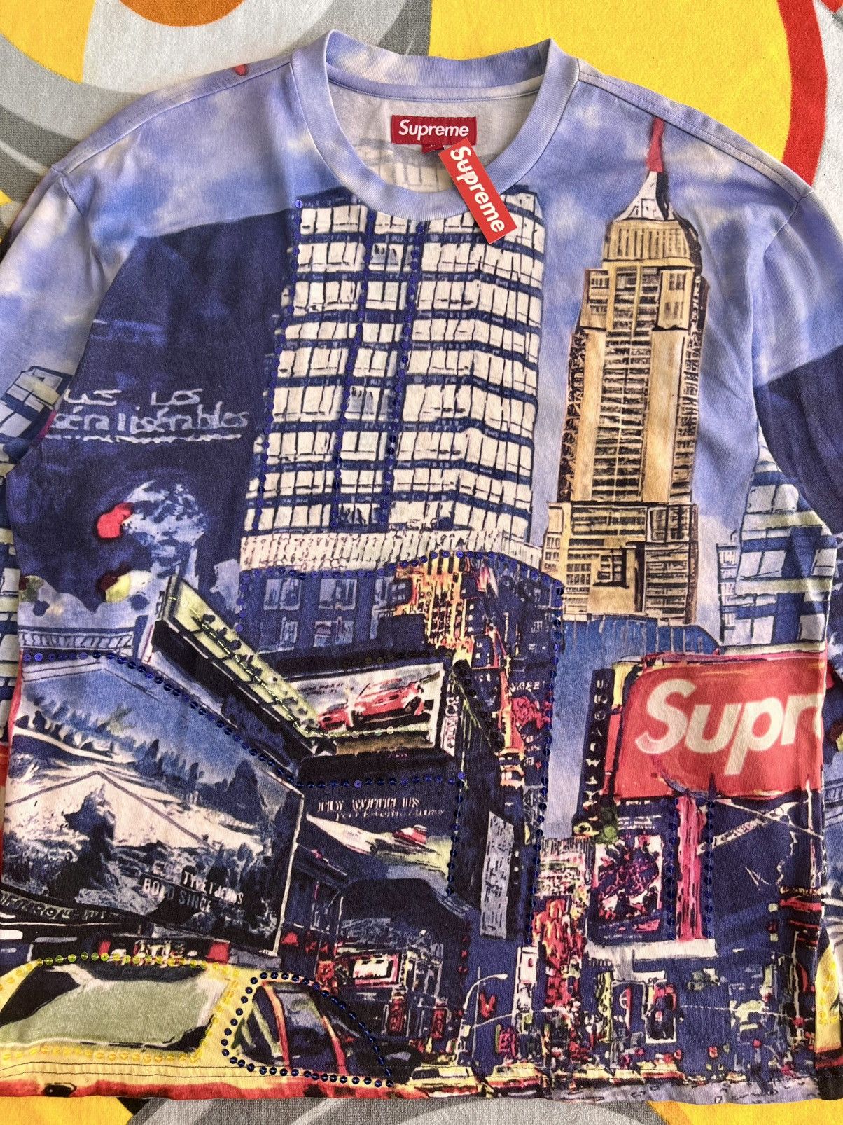 Supreme Supreme Skyline Paillettes Long Sleeve Top Day Multi t-shirt Size US M / EU 48-50 / 2 - 7 Thumbnail