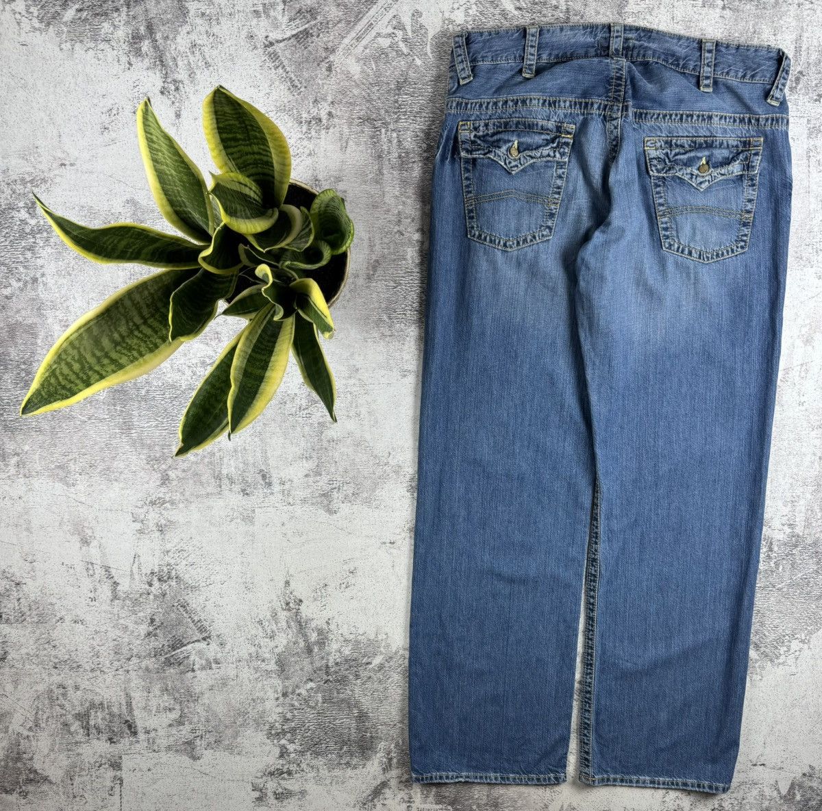 Emporio Armani Armani Vintage 007 Indigo 36 Size Blue Hip Hop Wide Baggy Jeans Pants Trousers Size US 36 / EU 52 - 1 Thumbnail