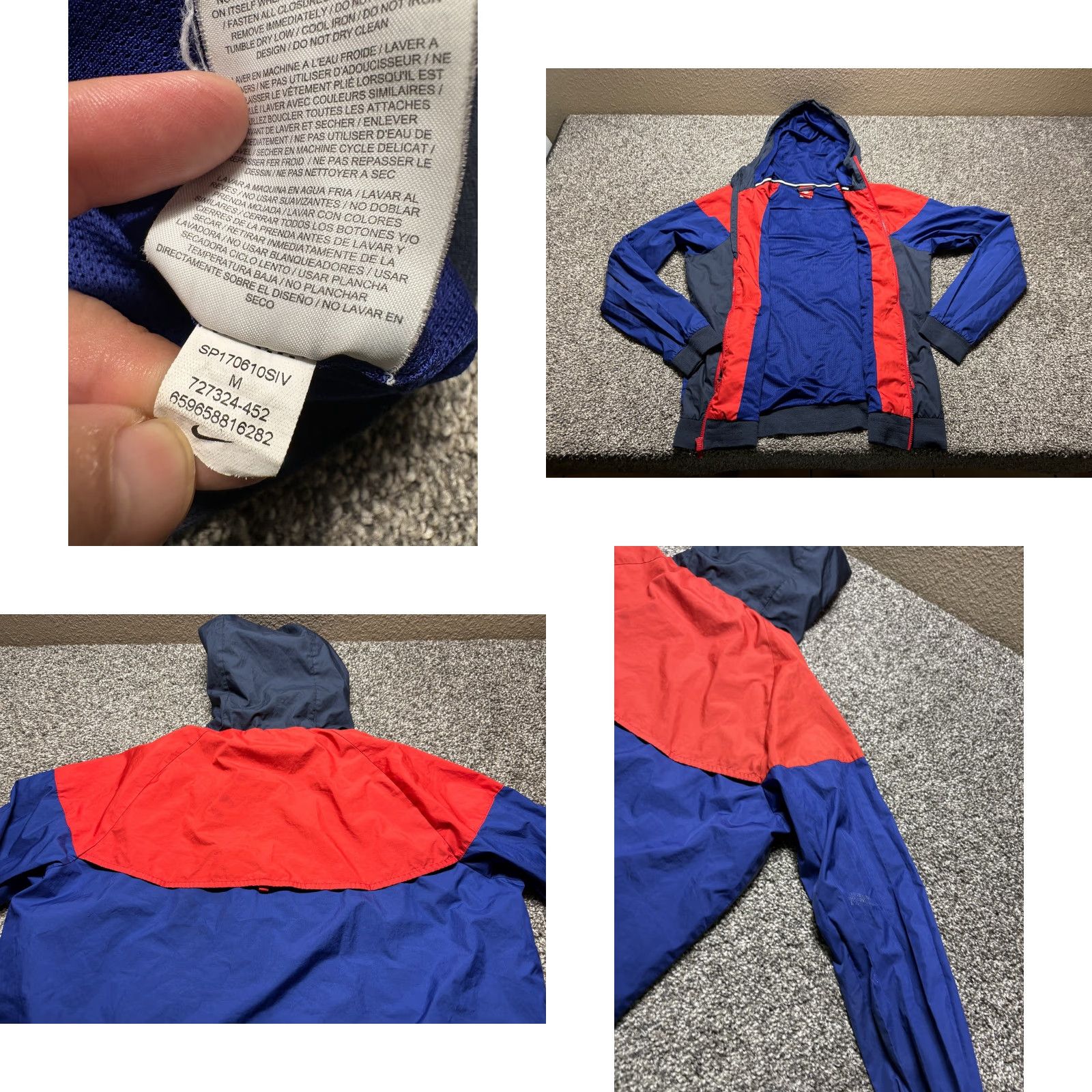 Nike VINTAGE Nike Windrunner Jacket Mens M Navy Red White Hood Full Zip 727324 Size US M / EU 48-50 / 2 - 9 Thumbnail