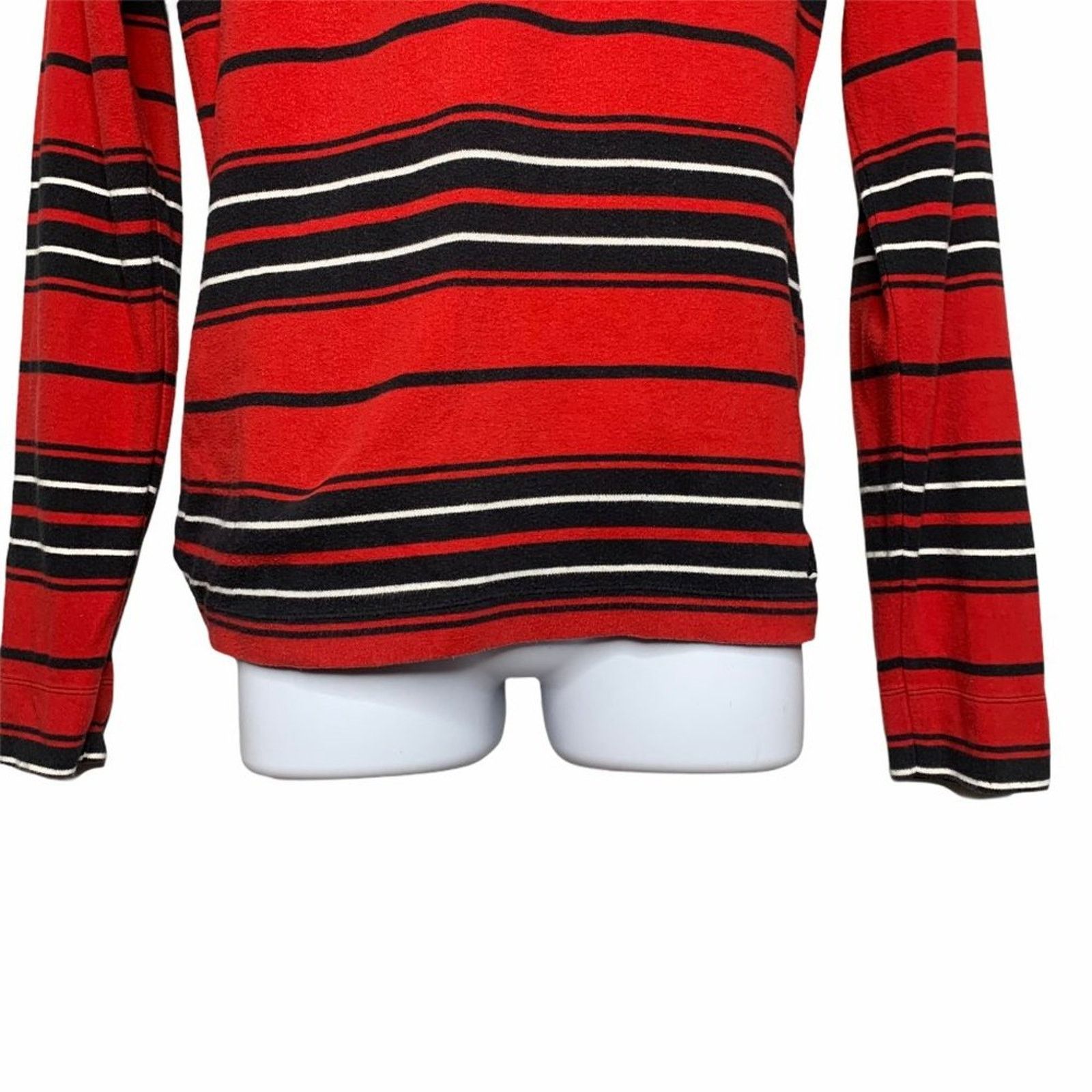 Tommy Hilfiger Tommy Hilfiger Red Black Stripe Black Rib Collar 1/4 Zip XL Size US XL / EU 56 / 4 - 4 Thumbnail