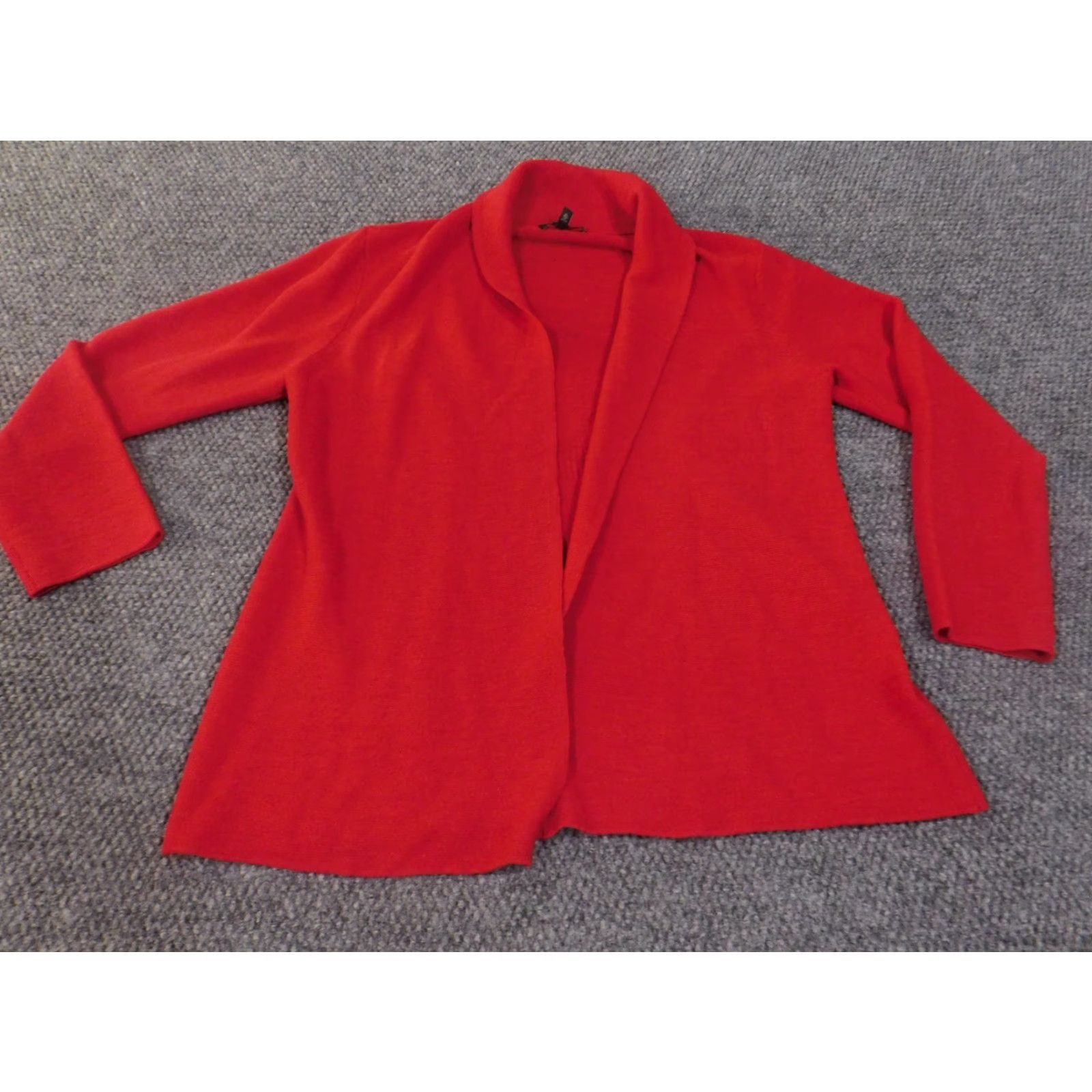 Eileen Fisher VINTAGE? No. Eileen Fisher Sweater Cardigan Wool Open Front Lightweight Red Petite Large Bell Sleeve Womens Size L / US 10 / IT 46 - 6 Thumbnail