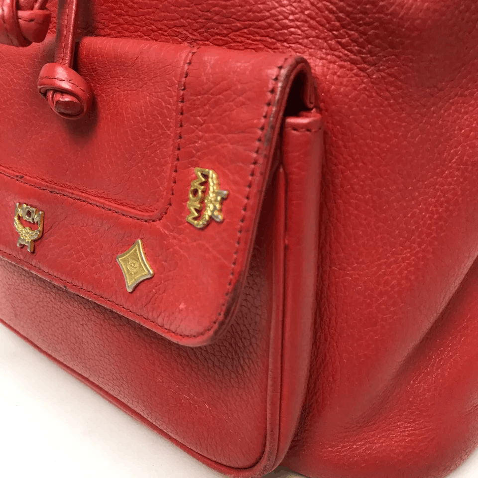 MCM MCM Logo Plate logo studs Backpack-Bag Red Size ONE SIZE - 3 Thumbnail