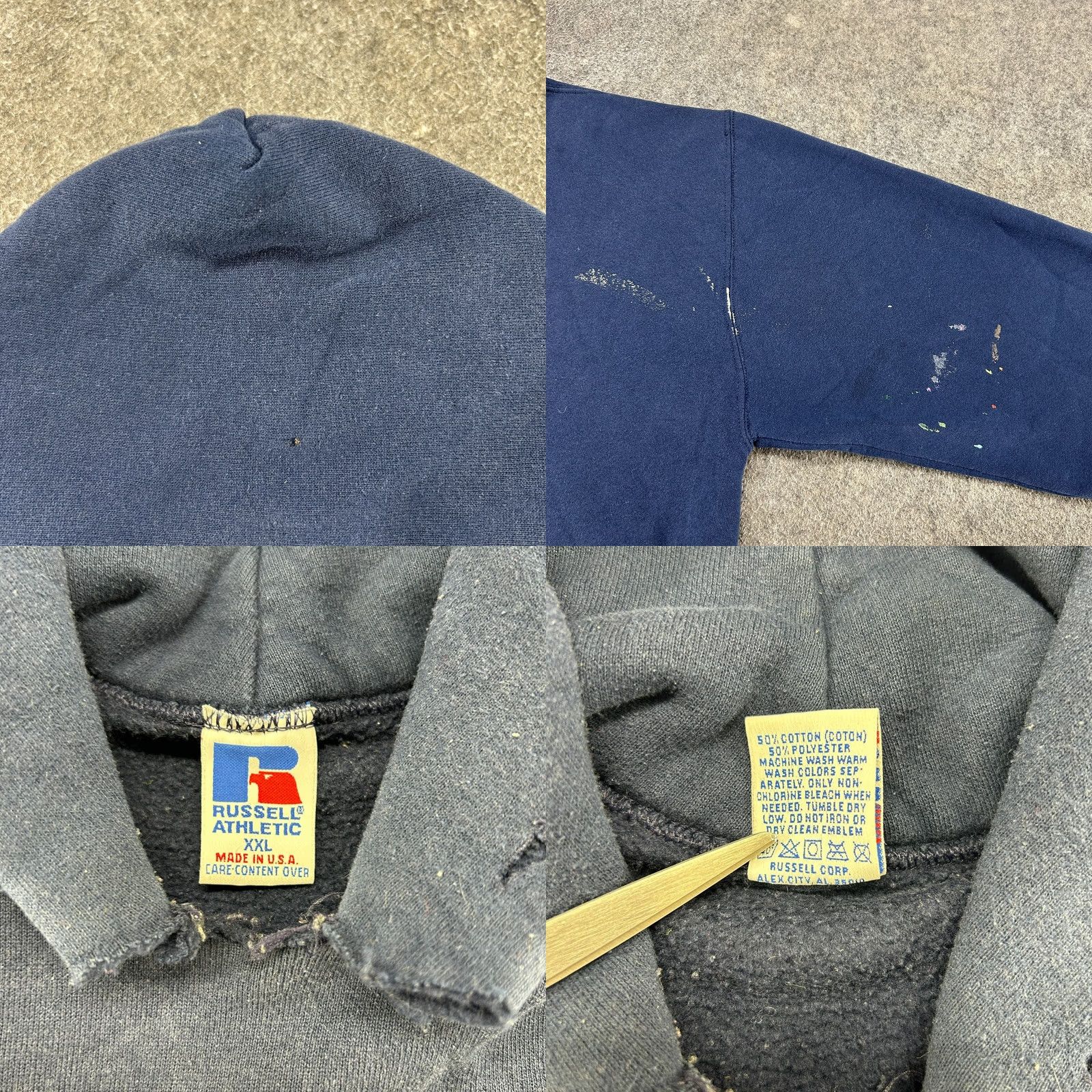 Russell Athletic VINTAGE Russell Athletic Hoodie Mens 2XL Blue Navy Pullover Cotton Boxy USA 90s Size US XXL / EU 58 / 5 - 9 Thumbnail