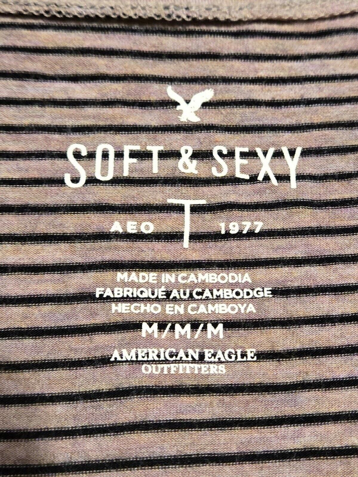 Designer American Eagle Outfitters Soft & Sexy Women’s T Pink Black M Size M / US 6-8 / IT 42-44 - 2 Thumbnail