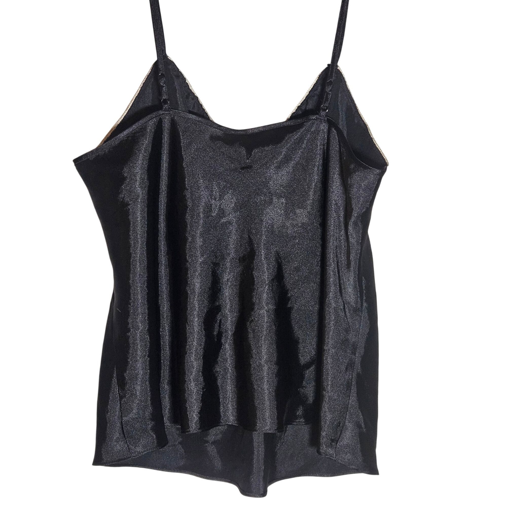 Other Gilligan & O’Malley Women’s Black Satin Cami L Lace Trim Whi Size L / US 10 / IT 46 - 12 Thumbnail