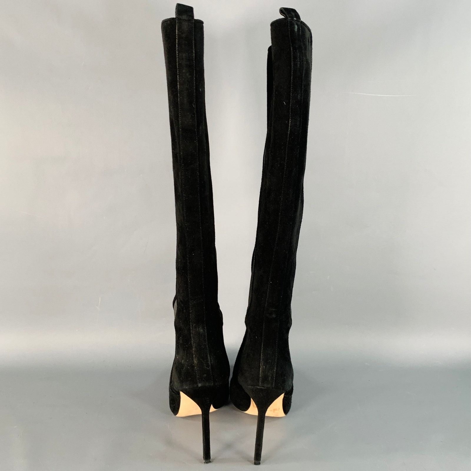 Manolo Blahnik Black Suede Pull On Pointed Toe Stiletto Boots Size US 8.5 / IT 38.5 - 3 Thumbnail