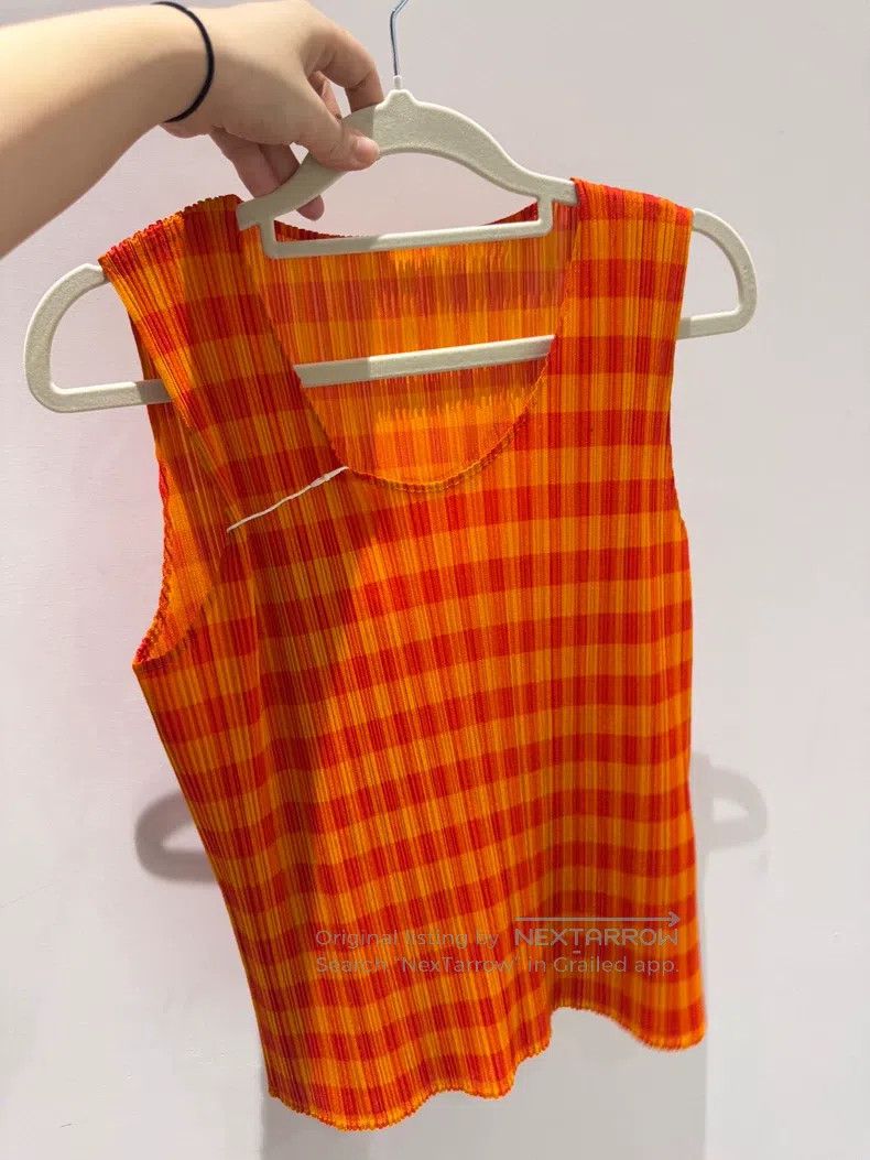 Issey Miyake Issey Miyake Orange Plaid Camisole Size L / US 10 / IT 46 - 1 Thumbnail