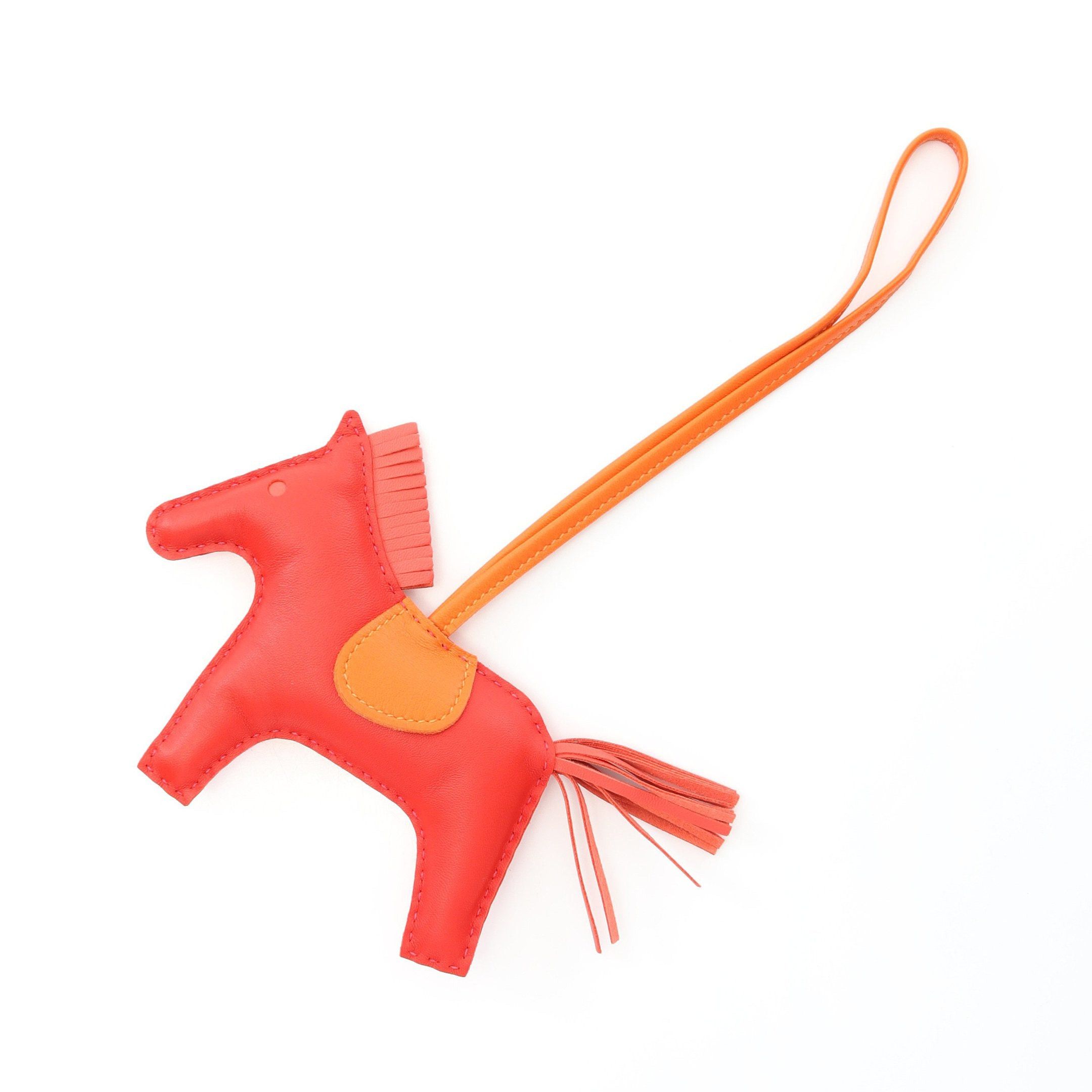 Hermes Hermes Rodeo Mm Rouge Indian Feu Rose Jaipur Bag Charm Aagneau Red Orange Coral Pink Size ONE SIZE - 1 Thumbnail