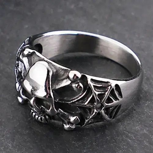VIBE Gothic Steel Skull Rings Size ONE SIZE - 2 Thumbnail