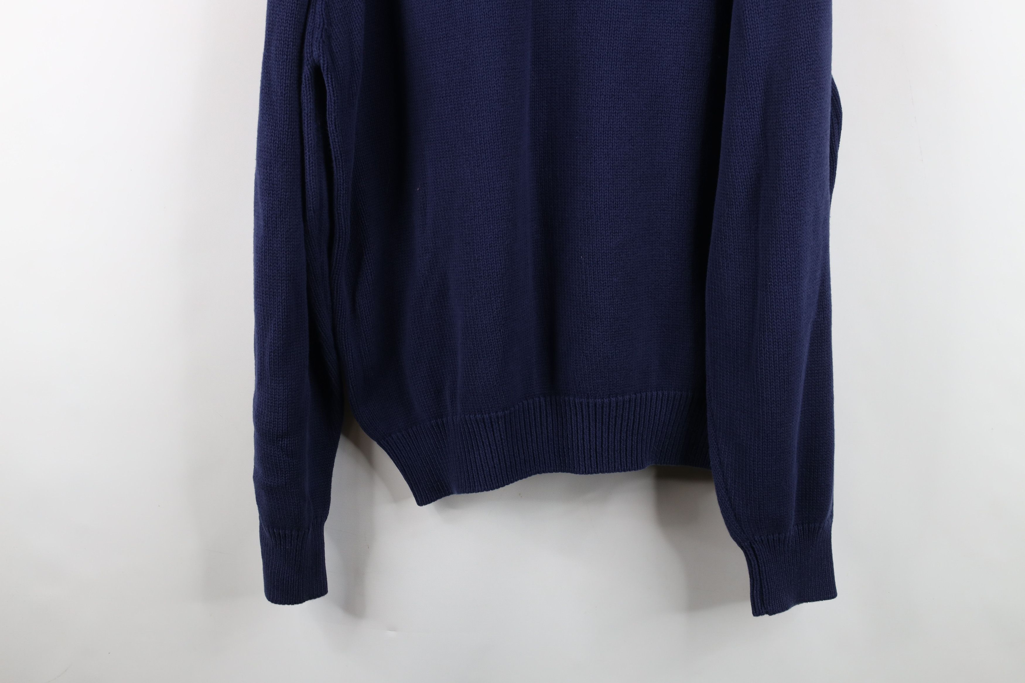 Lands' End Vintage 90s Lands End Cotton Knit V-Neck Sweater Blue USA Size US M / EU 48-50 / 2 - 11 Thumbnail