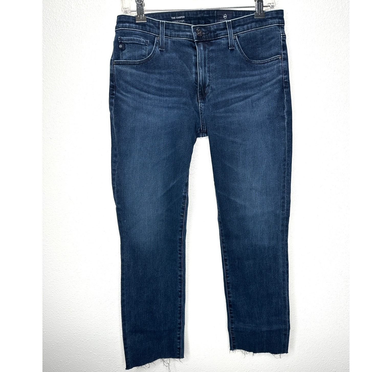 AG Adriano Goldschmied AG Dark Wash The Harper Essential Straight Raw Hem Jeans 29 Size 29" - 1 Thumbnail