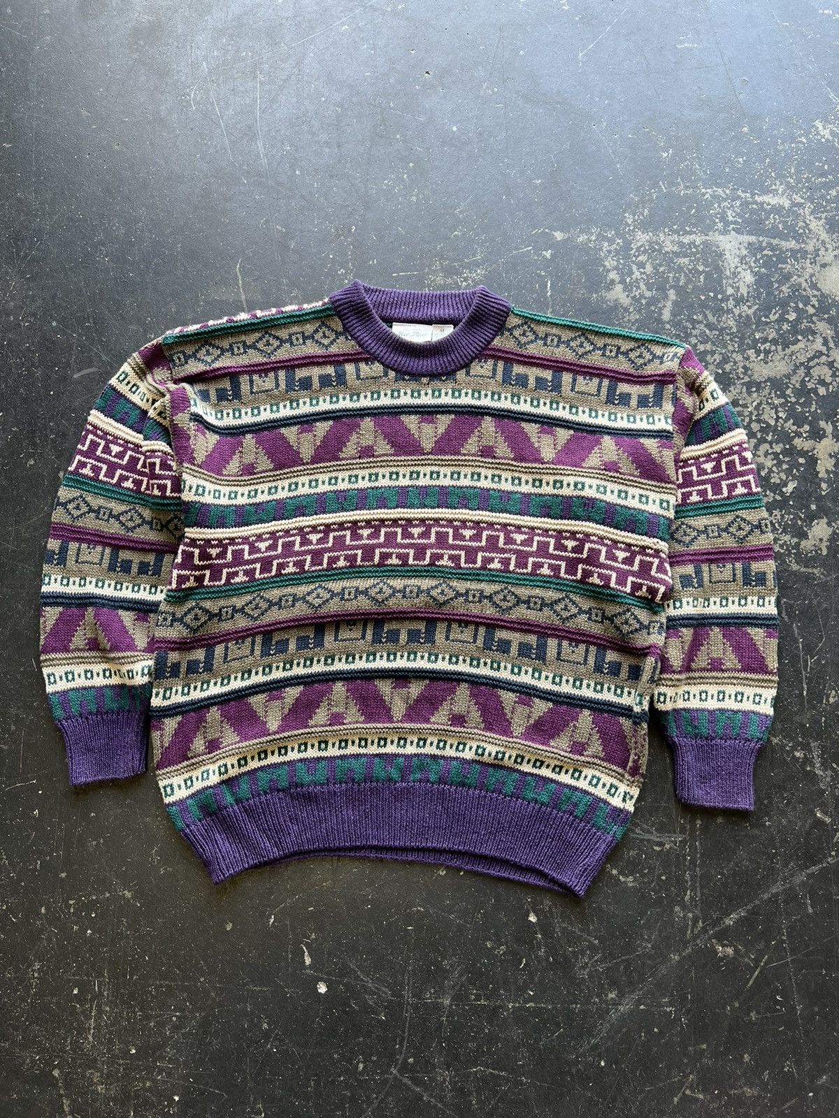 Coogi Vintage New River Multi Pattern Knit Coogi Style sweater