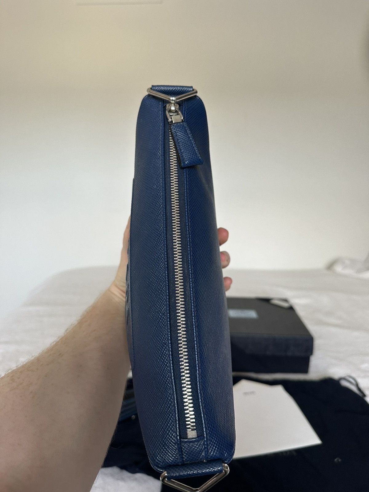 Prada Saffiano Triangle Bag in Bluette Size ONE SIZE - 17 Thumbnail