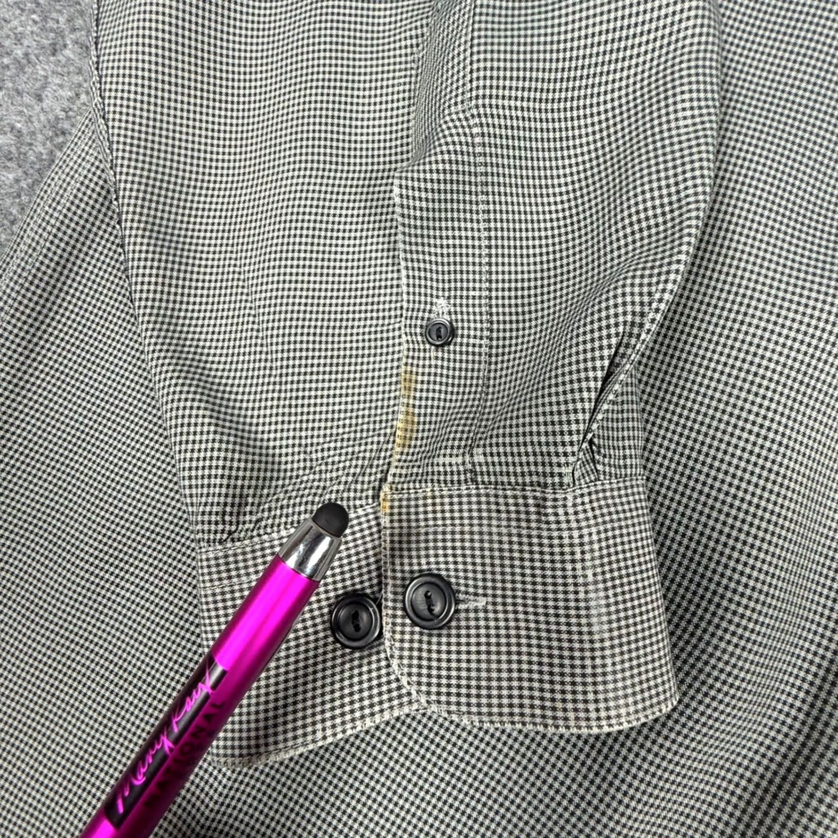 BUGATCHI Bugatchi Uomo XL Button-Down Shirt Men's Long Sleeve Green Gingham Check Designer Pocketed Breathable Cotton Blend Flaws Size US XL / EU 56 / 4 - 4 Thumbnail