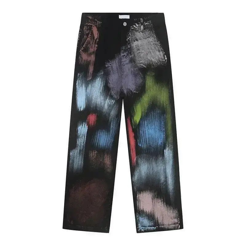 Japanese Brand Retro y2k painted multicolor graffiti jeans pants Size US 32 / EU 48 - 4 Thumbnail