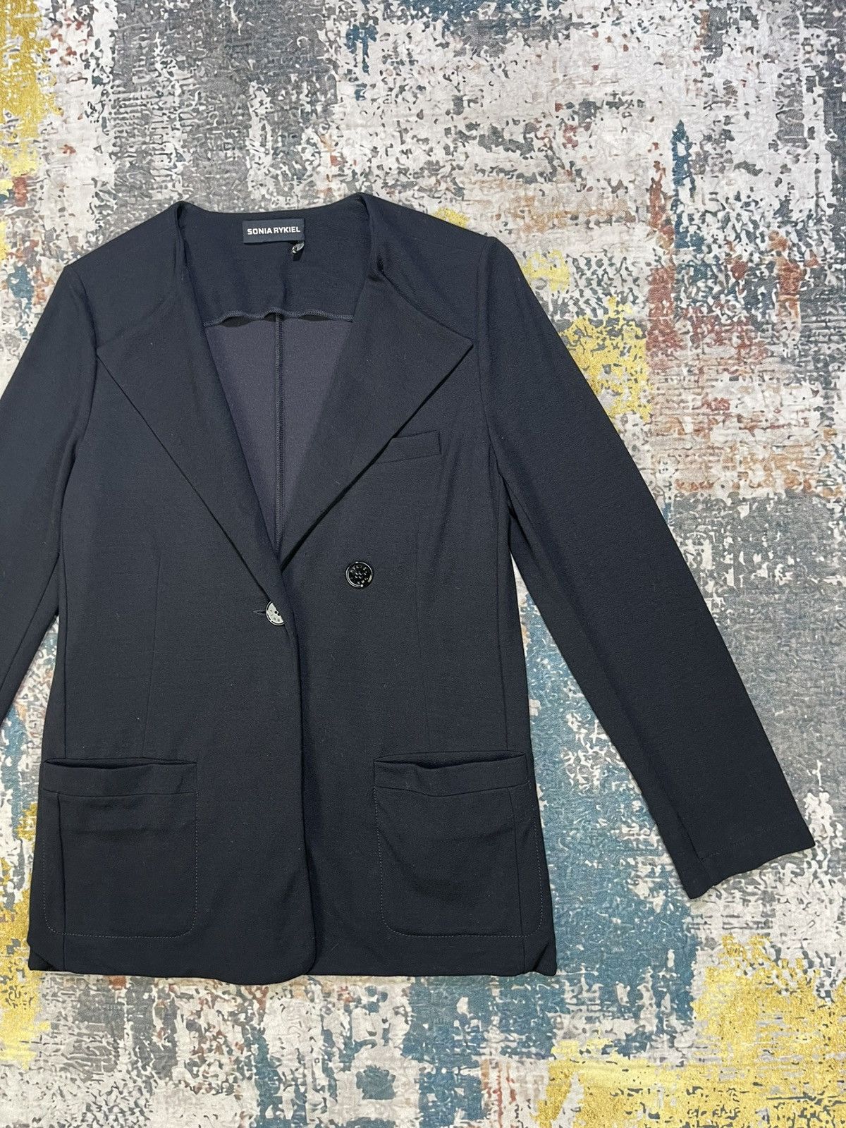 Sonia Rykiel Sonia Rykiel Black Rayon Stretch Jacket Size M / US 6-8 / IT 42-44 - 3 Thumbnail