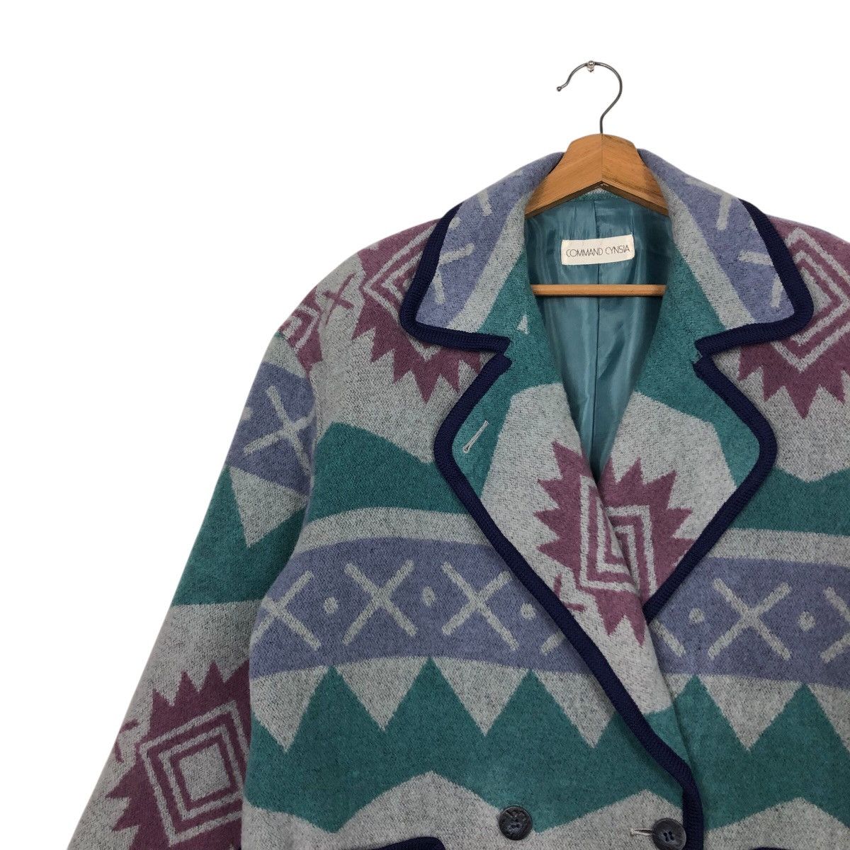 Japanese Brand × Vintage 📌Vintage Wool Button Jacket Navajo Design Command Cynsia Size US M / EU 48-50 / 2 - 8 Thumbnail