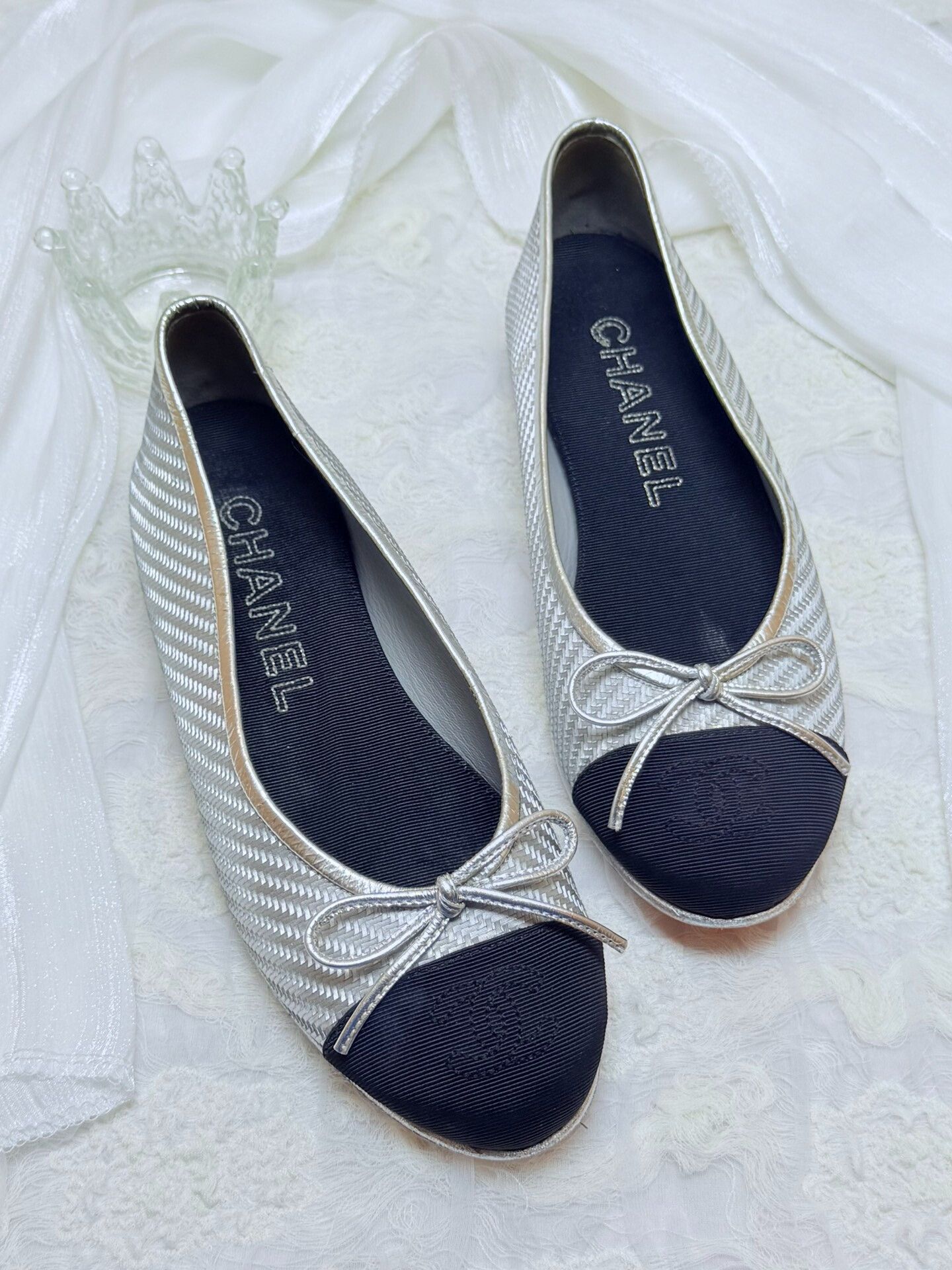 Chanel Chanel Patchwork Silver Lowtop Sneakers us_5-5 Women Size US 5.5 / IT 35.5 - 1 Thumbnail