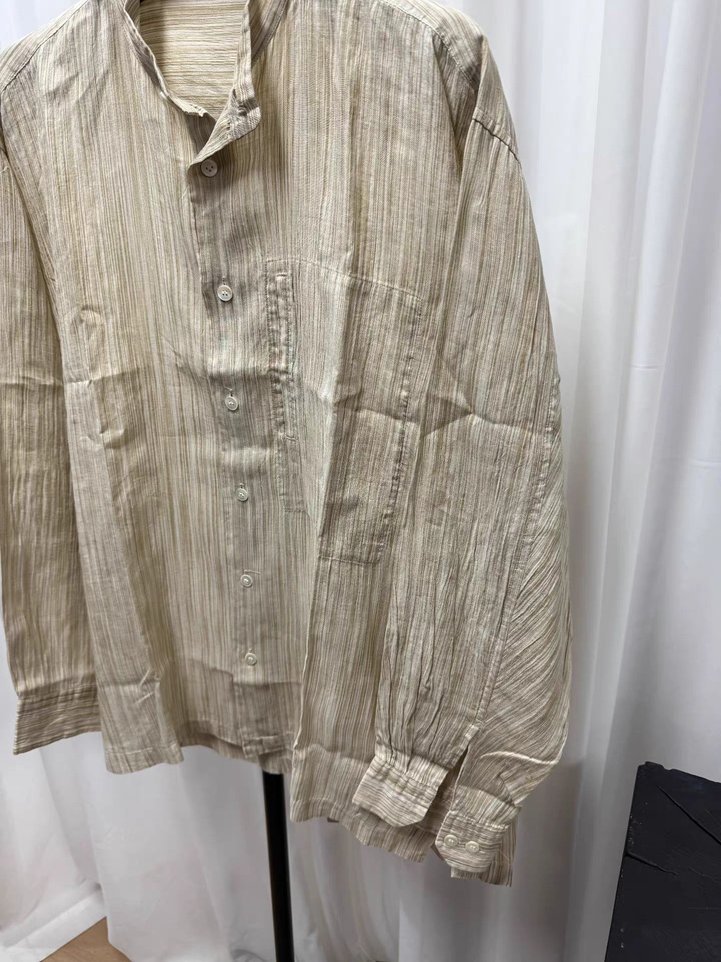 Issey Miyake Issey Miyake Men 100% Linen Vintage Stripe Pocket Shirt K20 Size US XL / EU 56 / 4 - 2 Thumbnail