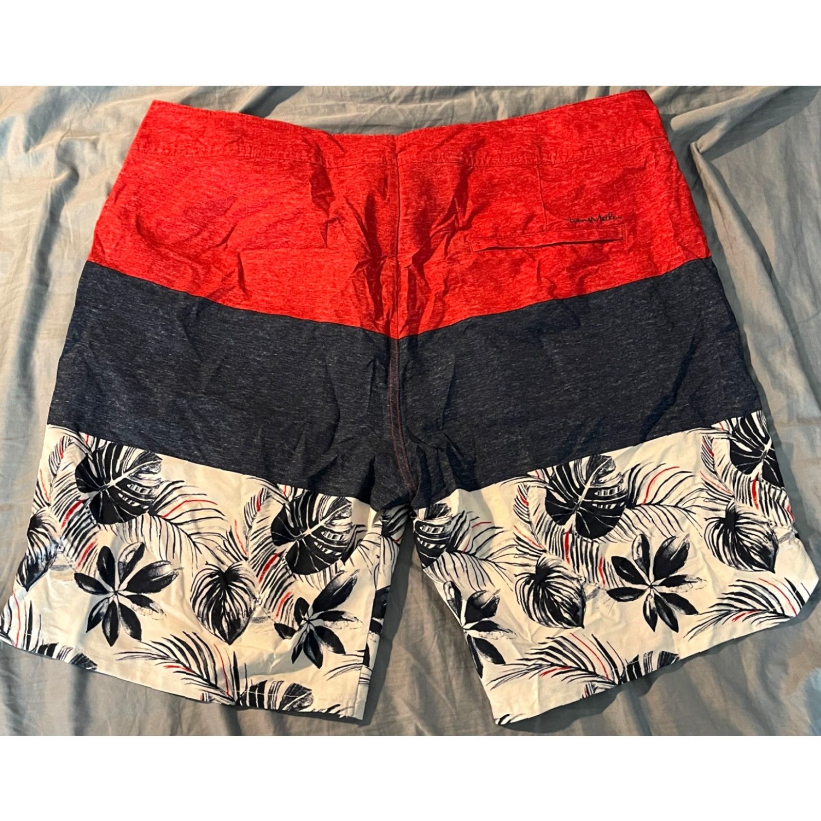 TravisMathew Travis Mathew Mens USA Hawaiian Pattern Board Swim Shorts Size 39 Multicolor Pattern Striped Back Pocket Drawstring Regular Bottom Men Size US 39 - 4 Thumbnail
