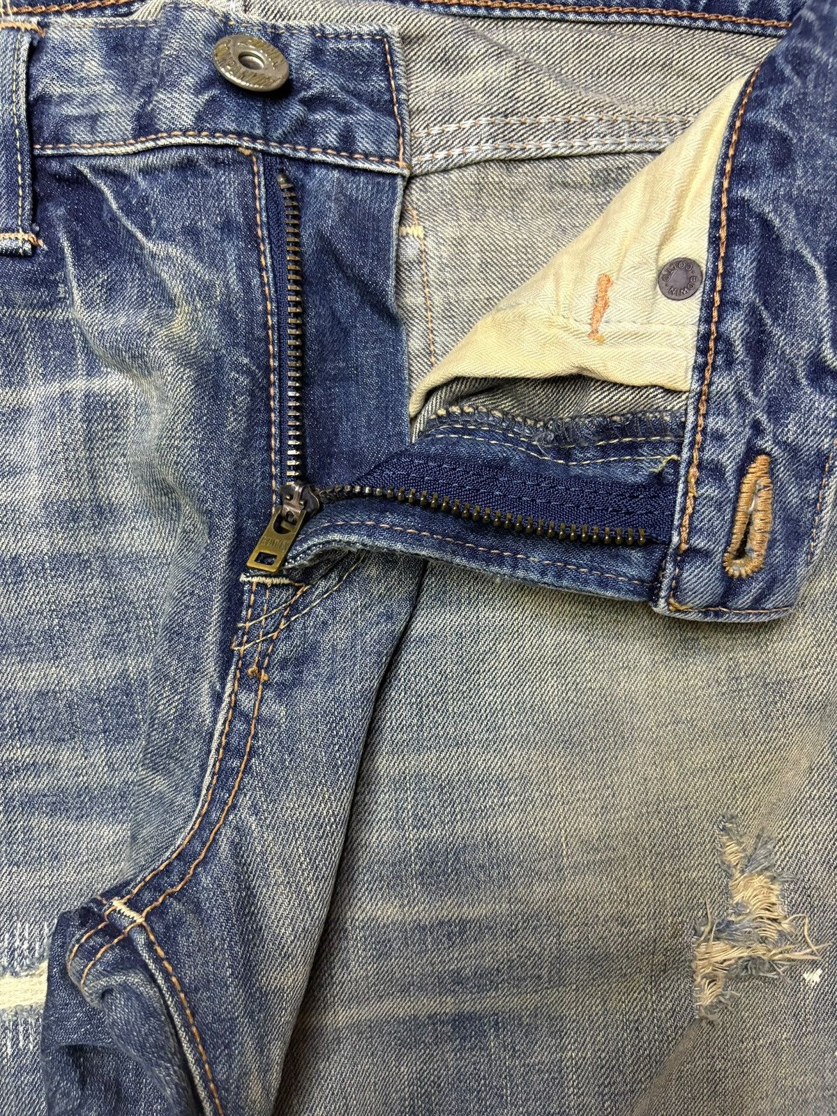 Edwin Vintage Edwin Painted Mud Wash Distress Sashiko Loose Jeans Size US 28 / EU 44 - 10 Thumbnail