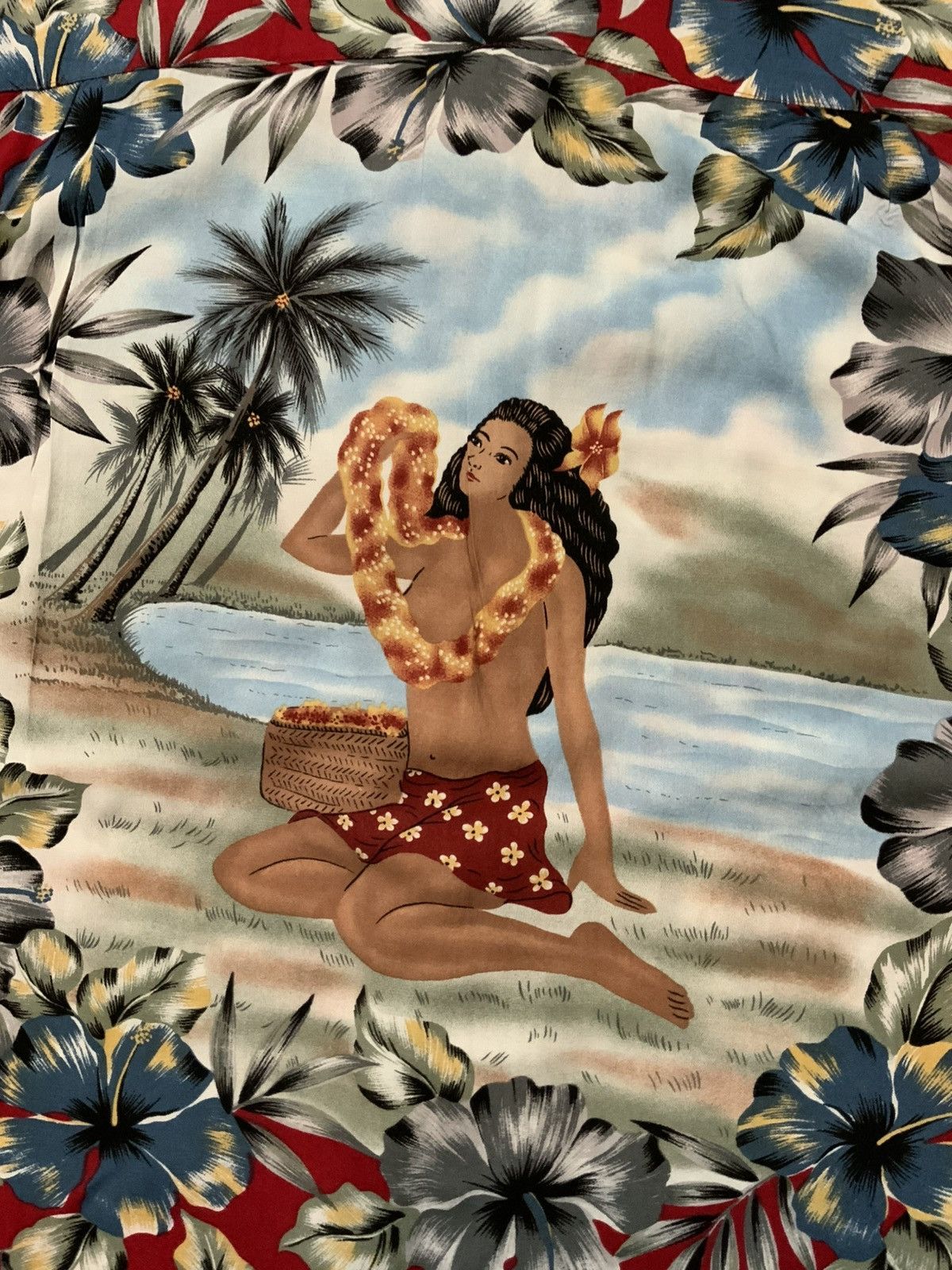 Kennington Ltd. × Vintage Vintage Hawaiian Floral Loop Collar Hula Girl Luau Shirt Size US L / EU 52-54 / 3 - 7 Thumbnail