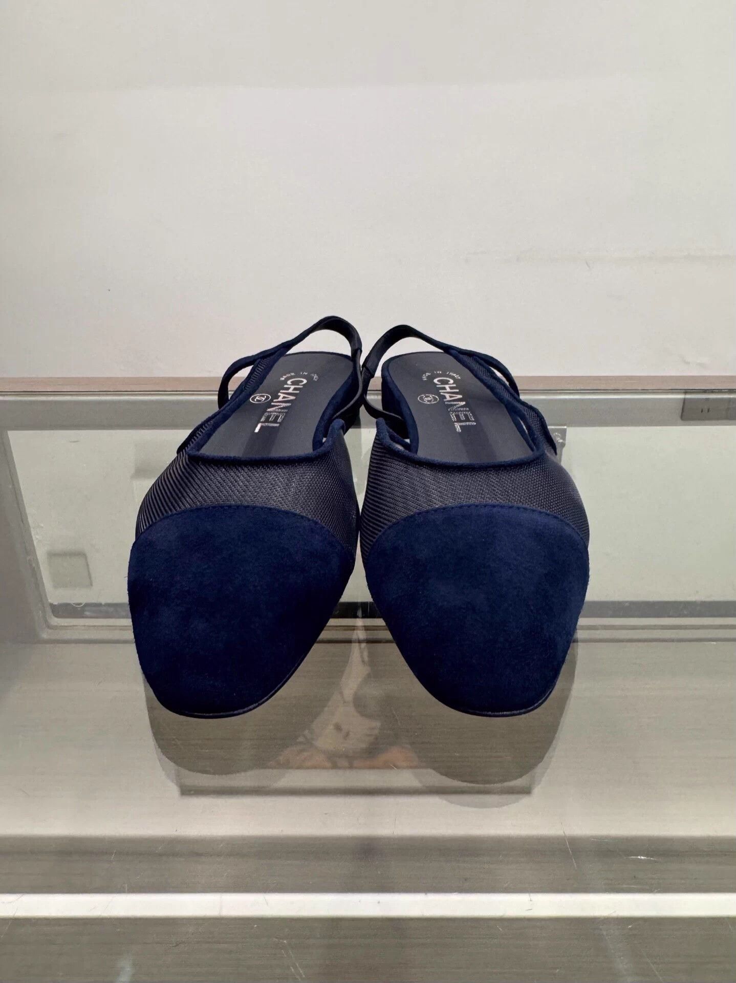 Chanel Chanel Navy Suede Mesh Slingback 36 New Size US 5 / IT 35 - 2 Thumbnail