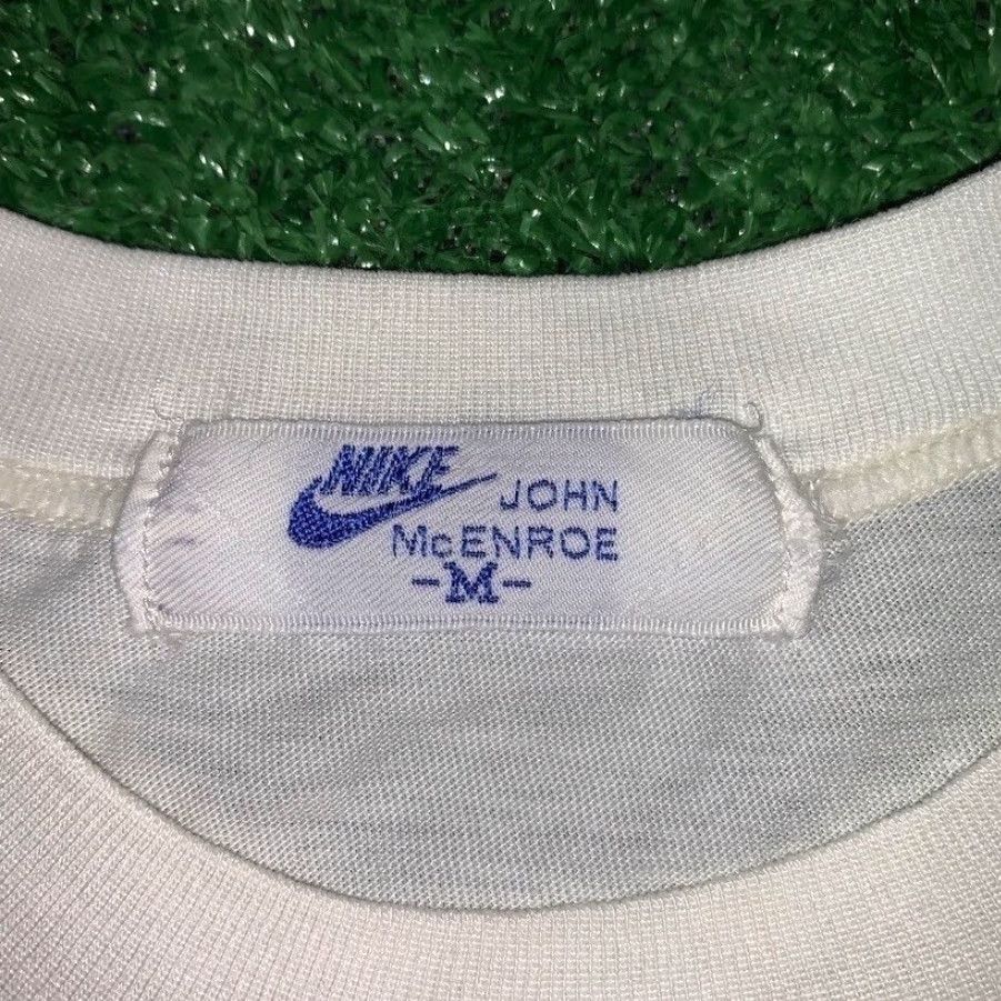 Nike VINTAGE Nike T Shirt USA Rare Challenge Court John McEnroe Tennis OG 80s Japan Mens/Unisex White Short Sleeve Crew Neck Graphic Tee 100% Cotton Size US M / EU 48-50 / 2 - 4 Thumbnail
