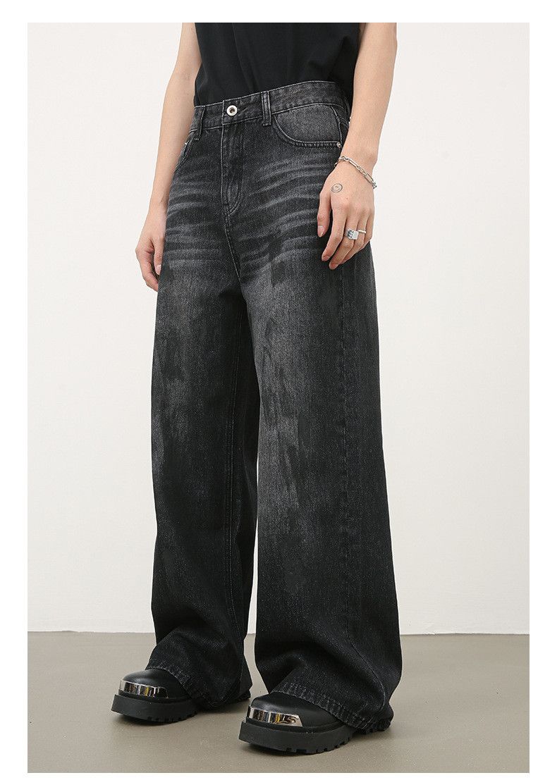 Vintage Retro men's street distressed loose straight wide-leg jeans Size US 32 / EU 48 - 4 Thumbnail