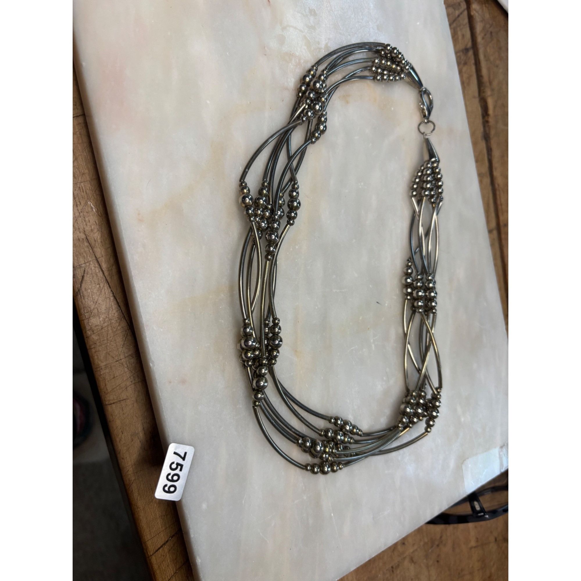 Other Twisted Multi-Strand Silver Beaded Necklace With Lobster Cla Size ONE SIZE - 2 Thumbnail