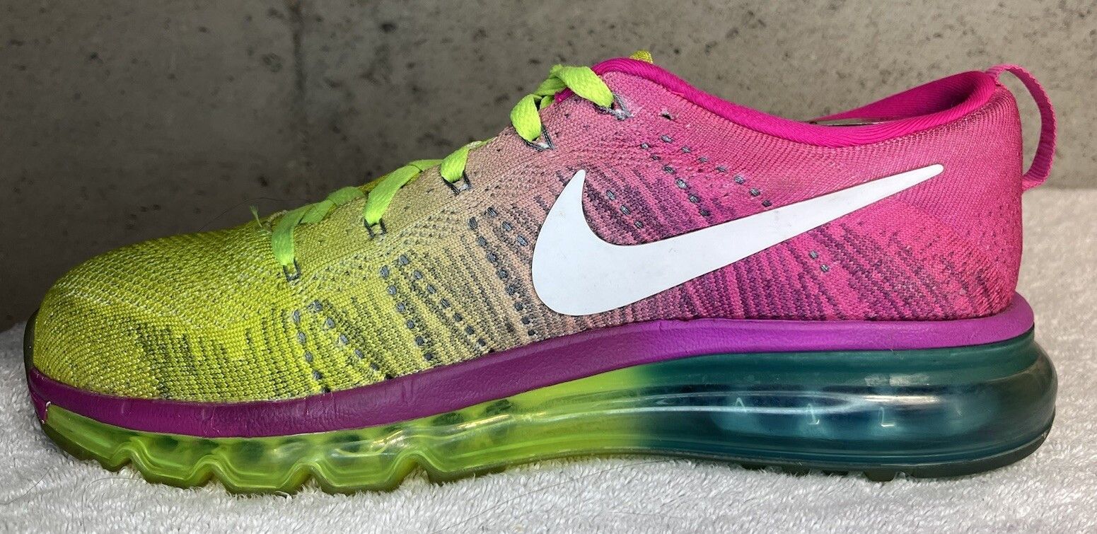 Nike Nike Air Max Flyknit ID Pink Lime-Green Blue Running Sz 8.5 Size US 8.5 / EU 41-42 - 3 Thumbnail