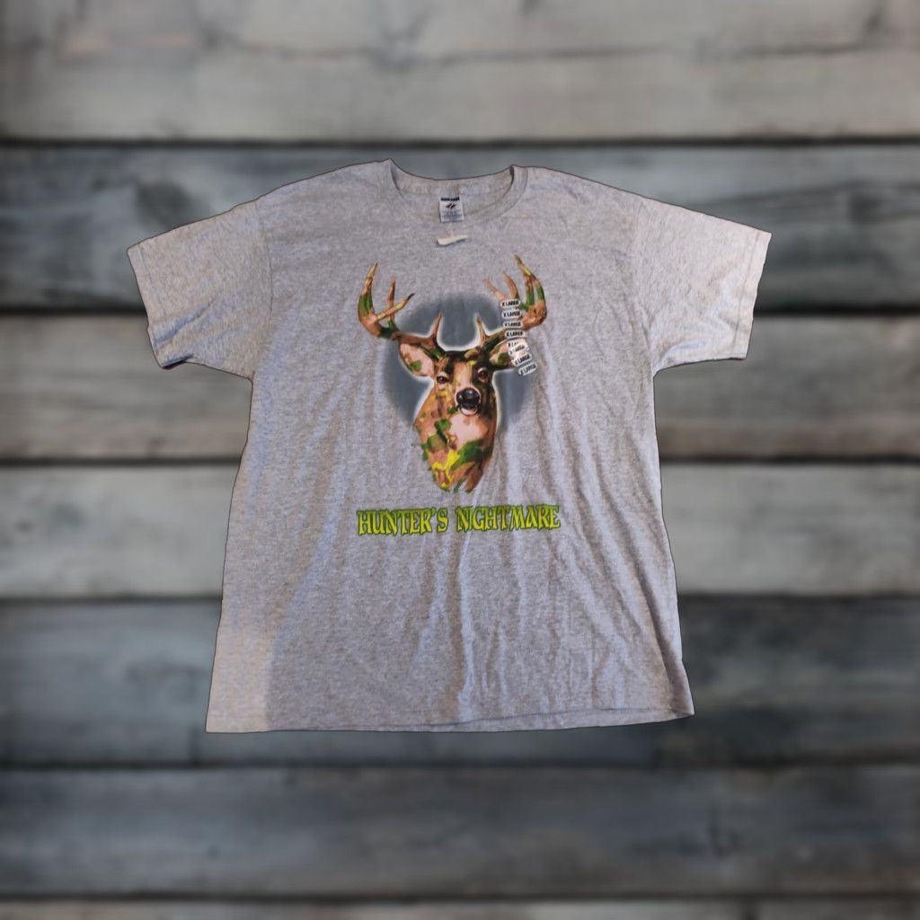 Jerzees VINTAGE A Hunters Nightmare Camo Buck Deer Hunting Graphic T-Shirt NOS NWT Men's Size XL Size US XL / EU 56 / 4 - 1 Thumbnail