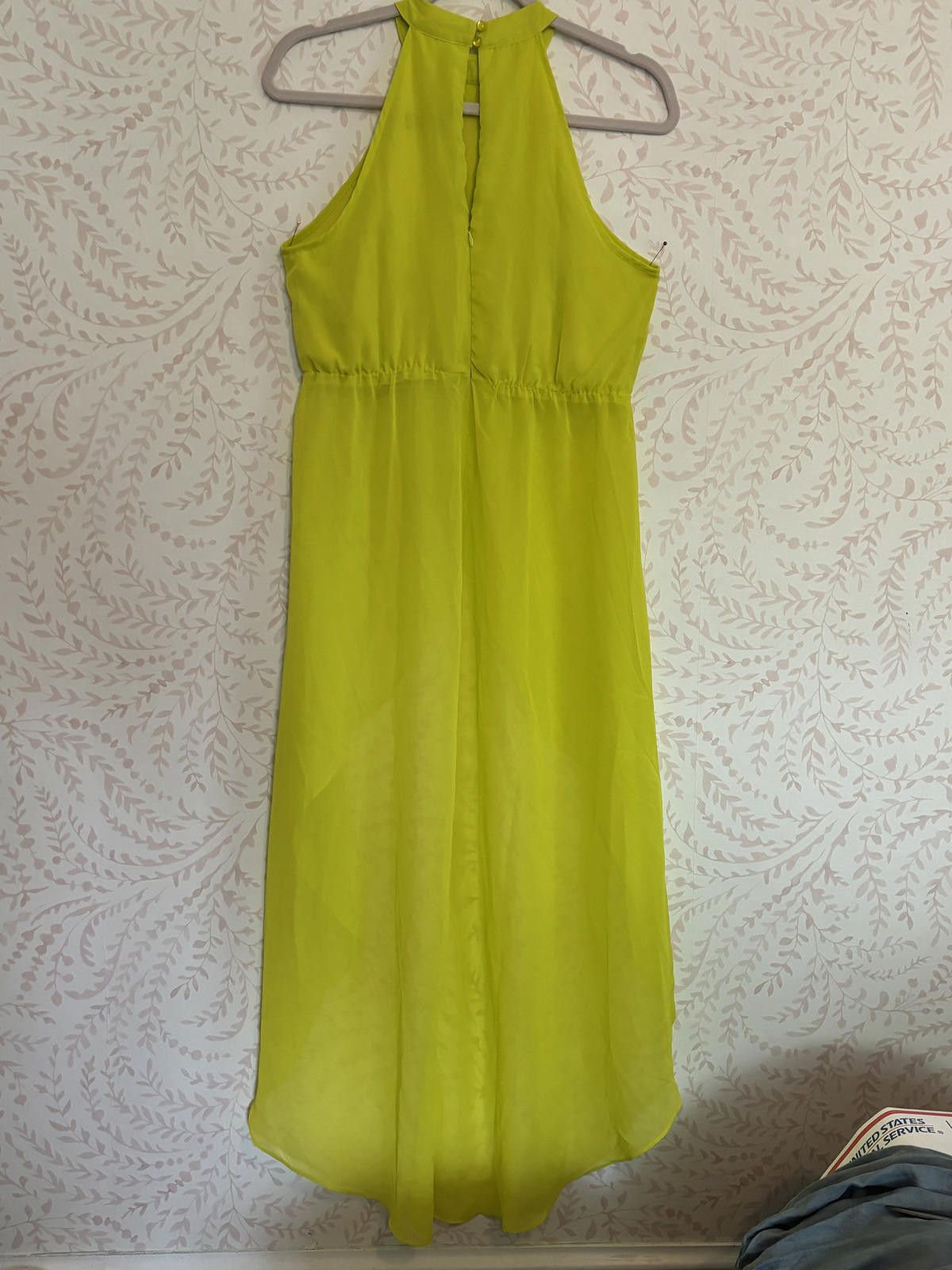 Designer NWT Vibrant Neon Yellow Sheer Maxi Halter Top Size S / US 4 / IT 40 - 4 Thumbnail
