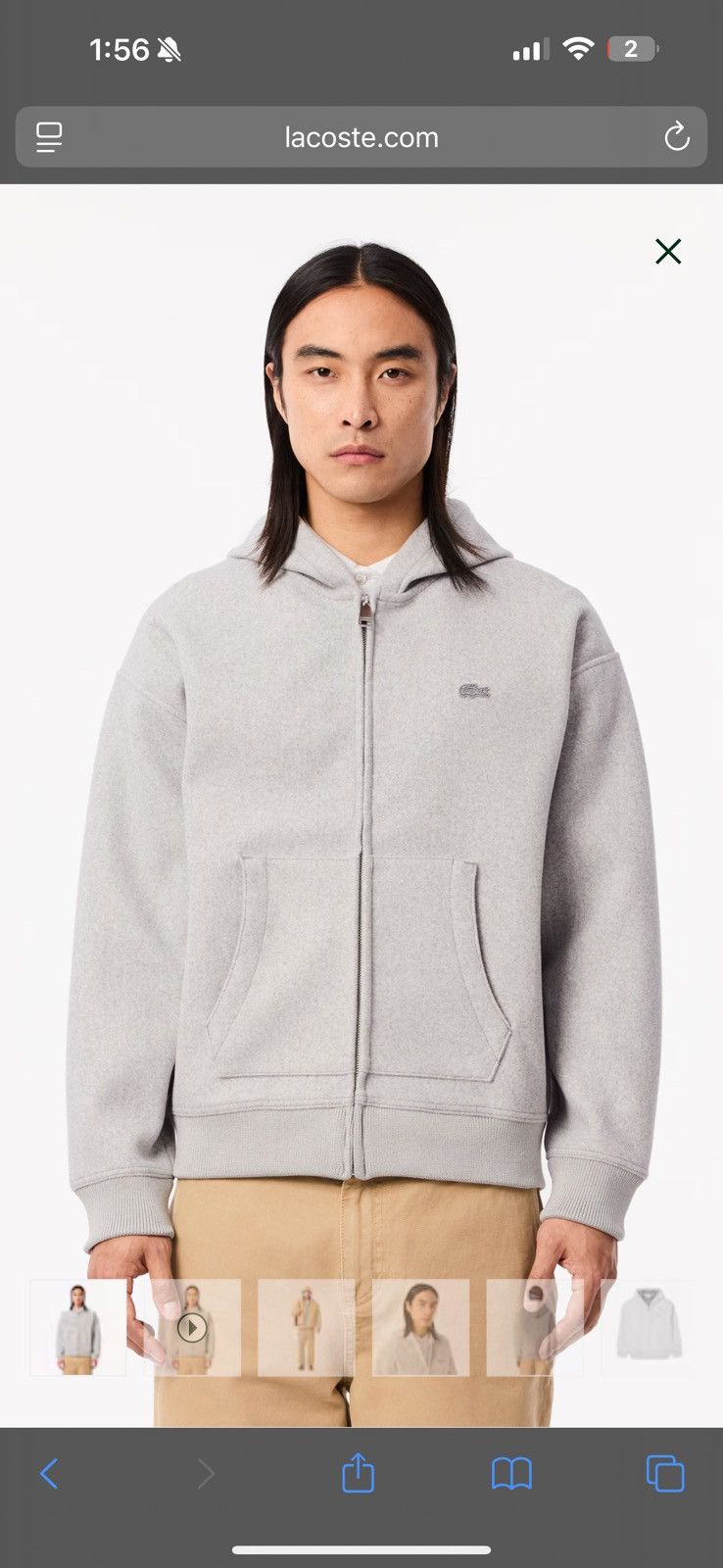 Lacoste Men’s loose fit zip up hoodie Size US M / EU 48-50 / 2 - 1 Thumbnail