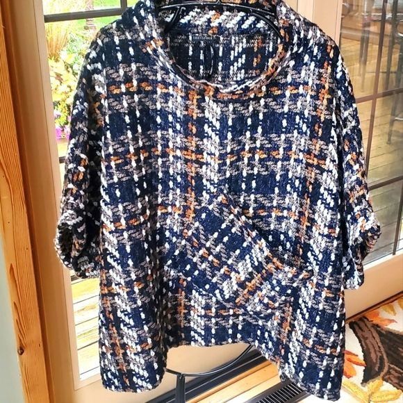 Vintage Coco + Carmen Knit Plaid Fall Sz. OS Shawl Jacket Size ONE SIZE - 2 Thumbnail