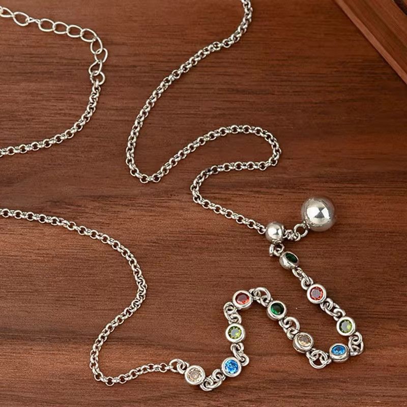 Other Trendy Elegant Multicolor Zircons Ball Pendant Necklace Size ONE SIZE - 3 Thumbnail