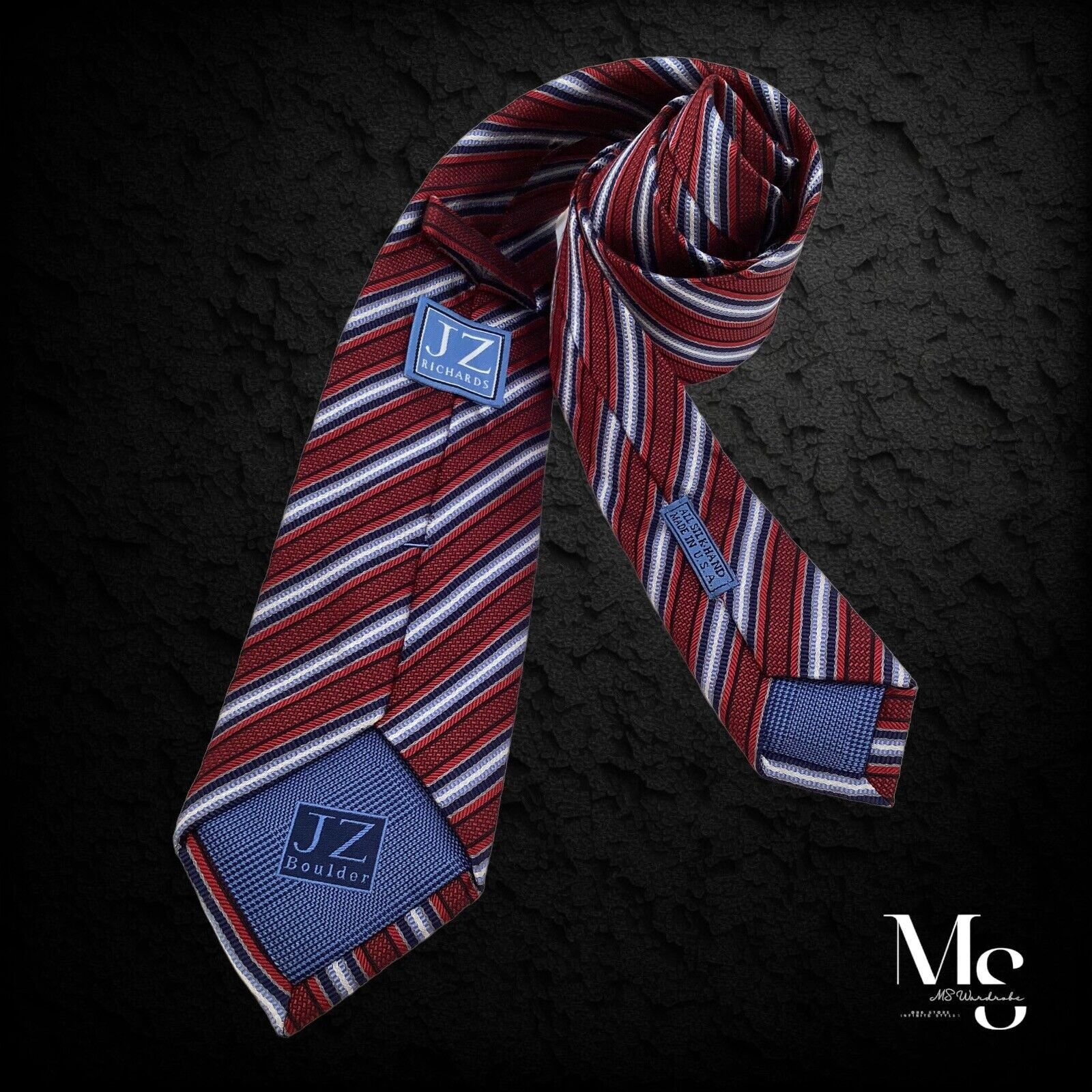 Other JZ RICHARDS Purple Striped Luxury Silk Tie Hand Made In USA Size ONE SIZE - 2 Thumbnail