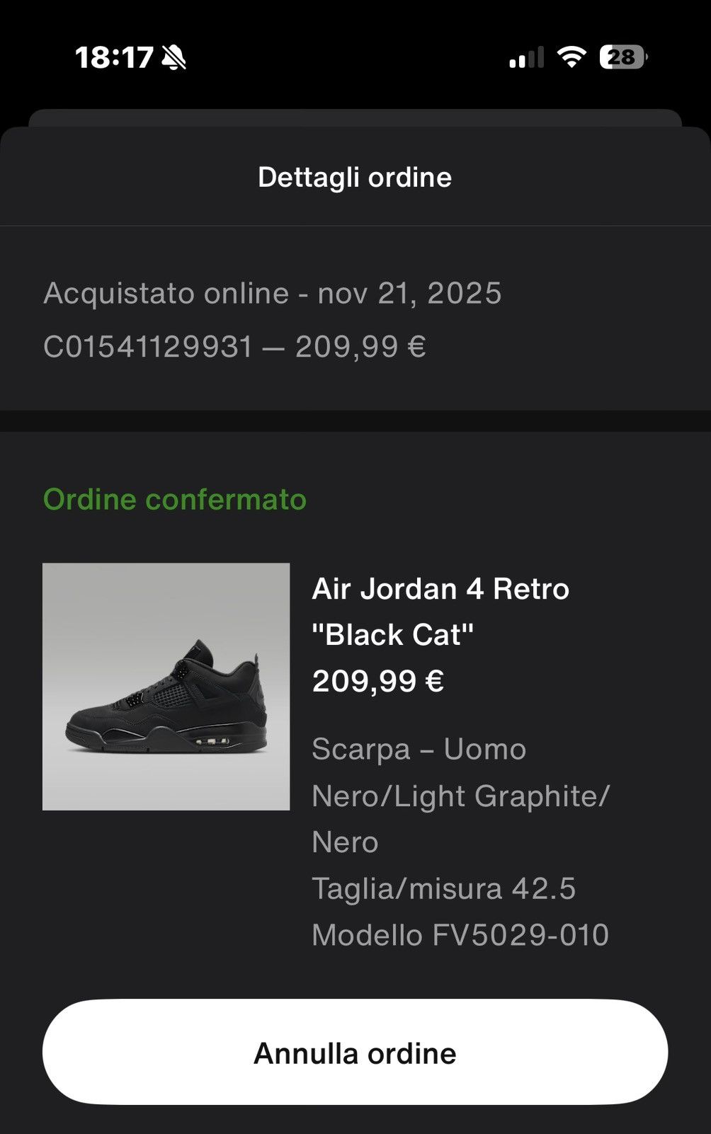 Jordan Brand Jordan 4 Black cat 2025 Size US 9.5 / EU 42-43 - 2 Thumbnail