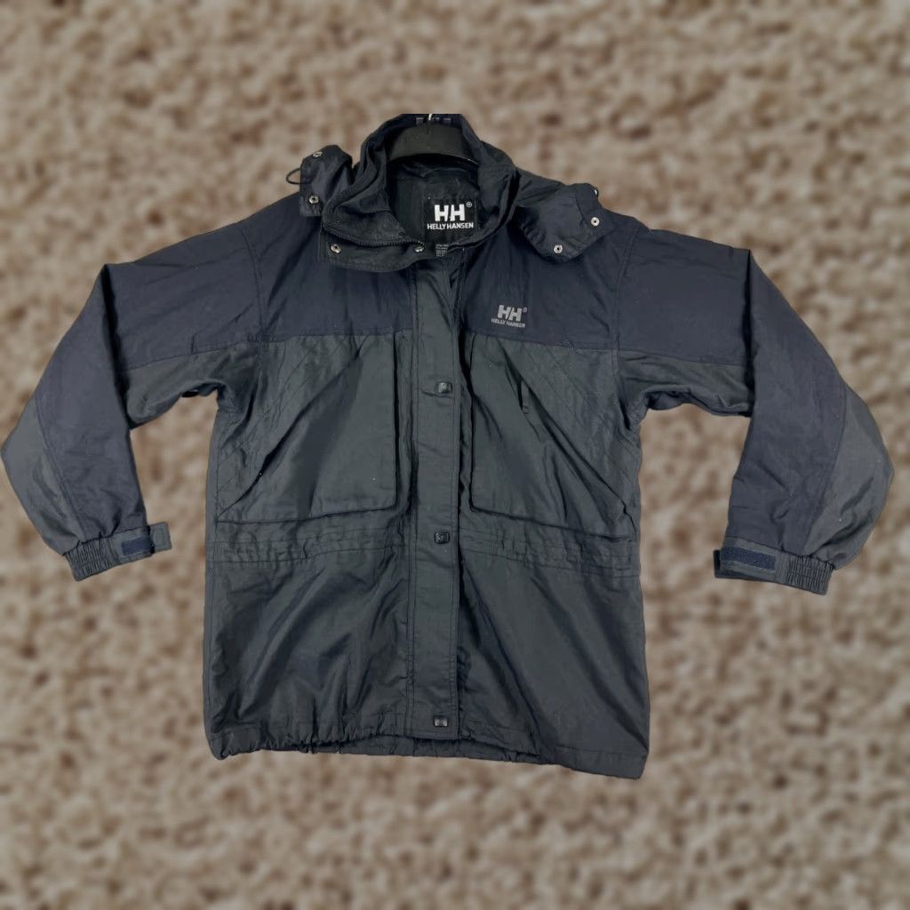 Helly Hansen VINTAGE Helly Hansen Jacket Womens Medium Black Gray Nylon Shell Hooded Full Zip READ Size M / US 6-8 / IT 42-44 - 1 Thumbnail