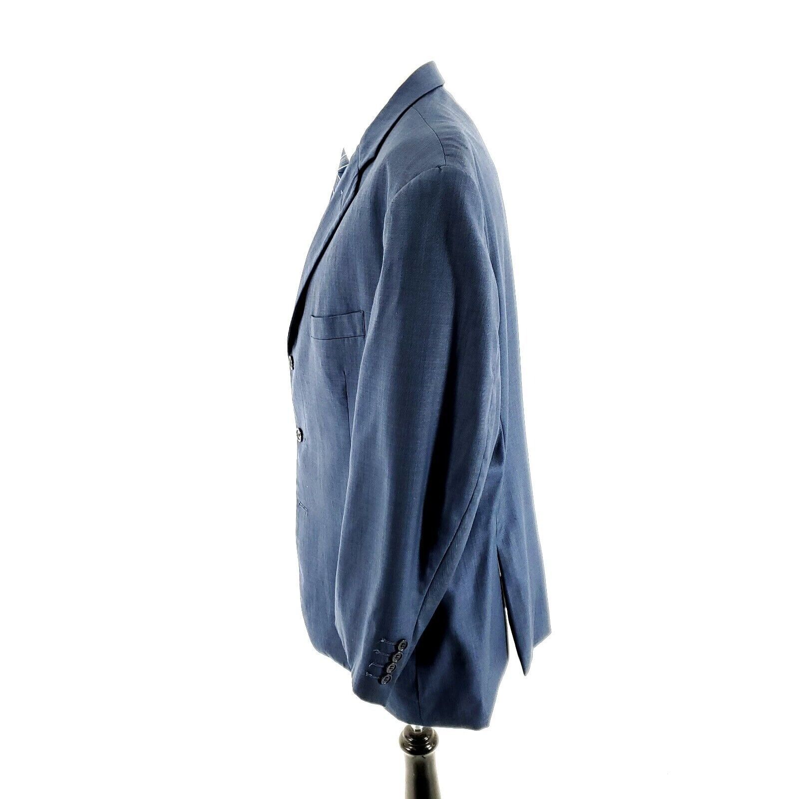 Tallia DAMAGED Tallia Uomo Worsted Wool 3 Button Blazer 44R Blue Sh Size 44R - 5 Thumbnail