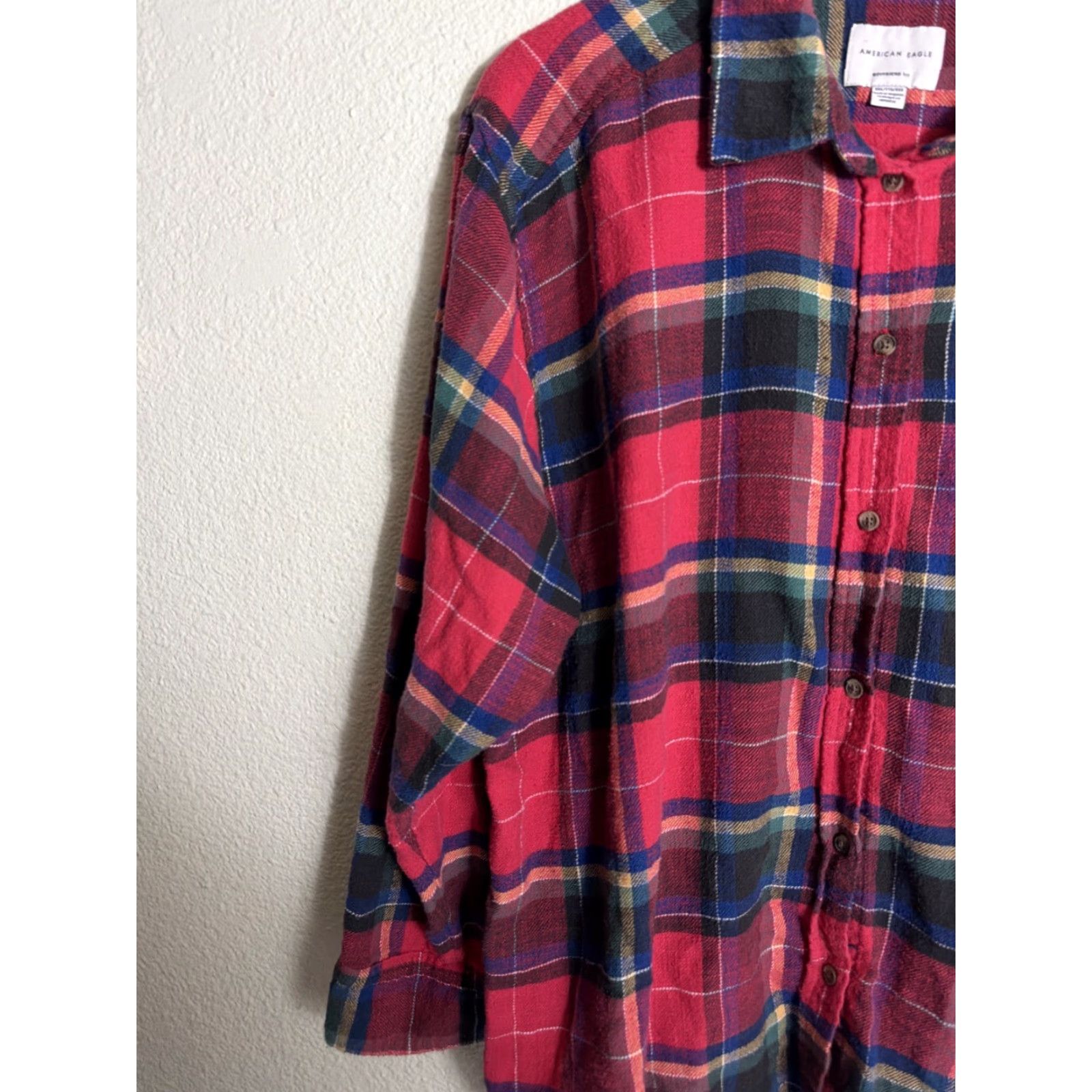 American Eagle Outfitters American Eagle Women’s XXL Long Sleeve Flannel Shirt Red Plaid Button-Up Boyfriend Fit Size XXL / US 16-18 / IT 52-54 - 2 Thumbnail