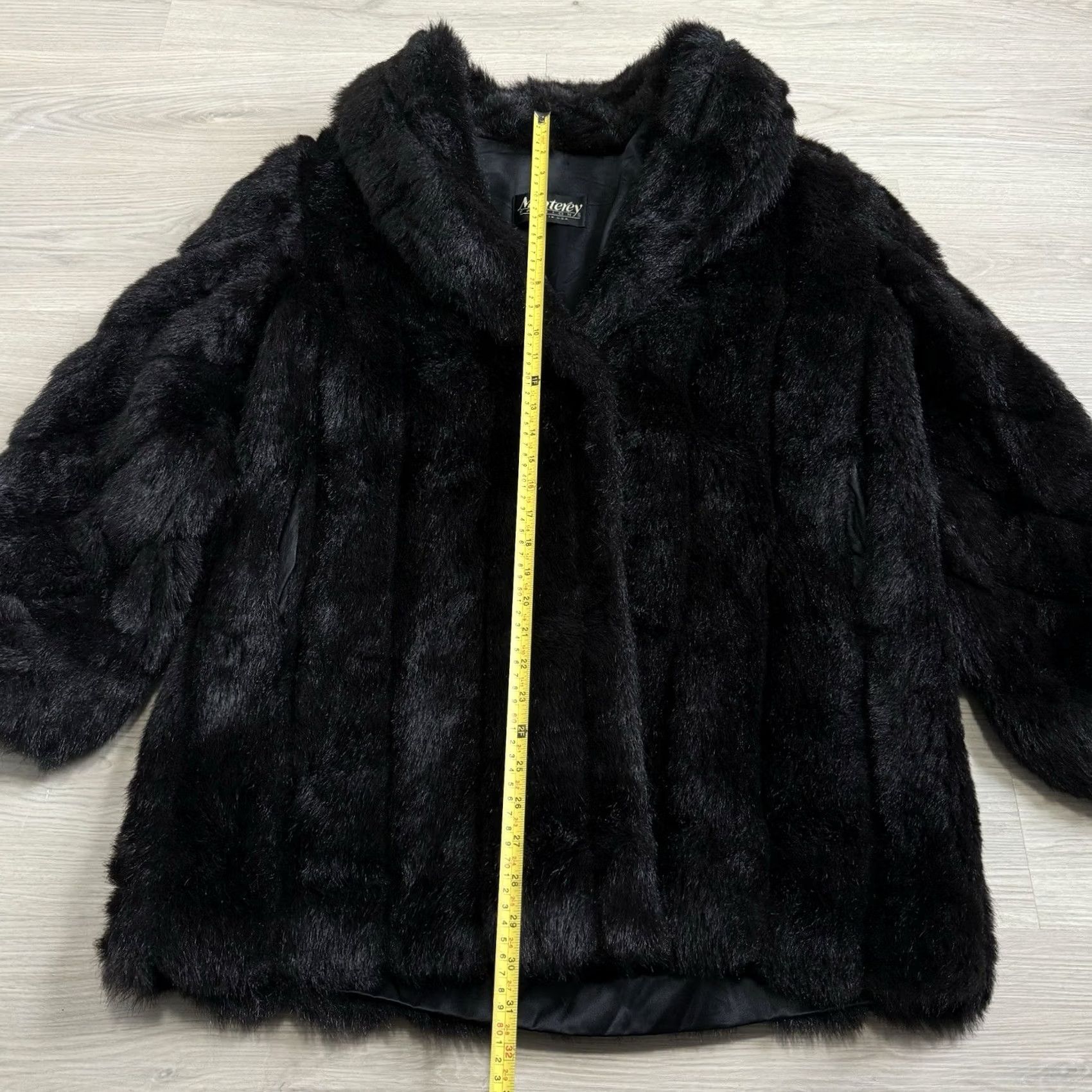 Vintage VINTAGE Monterey USA Black Faux Fur Coat Jacket Medium Women Overcoat 80s 90s Formal Party/Dress Size M / US 6-8 / IT 42-44 - 3 Thumbnail