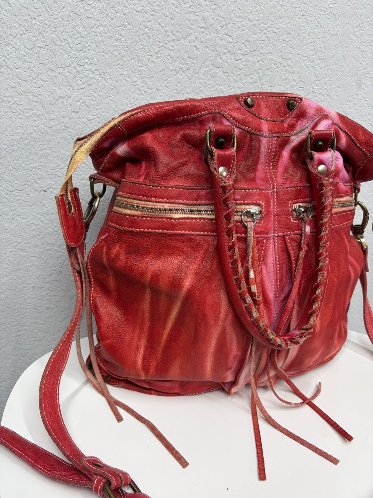 KMRii Balenciaga City Style Red Distressed Leather Bag Y2K Archive Size ONE SIZE - 16 Thumbnail