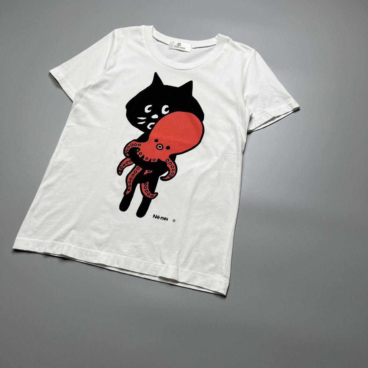 Issey Miyake × Japanese Brand × Ne-Net Nenet - Octopus Cat Print - Tshirt Size XS / US 0-2 / IT 36-38 - 2 Thumbnail