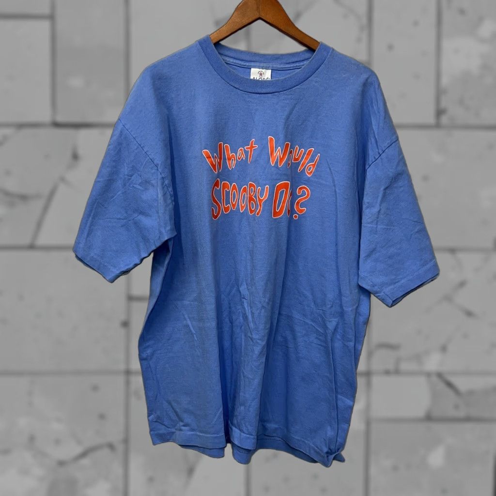 Vintage VTG Alore T-Shirt Blue USA 2XL Stitch What Would Scooby Do? Mens Shirt Size US XXL / EU 58 / 5 - 1 Thumbnail