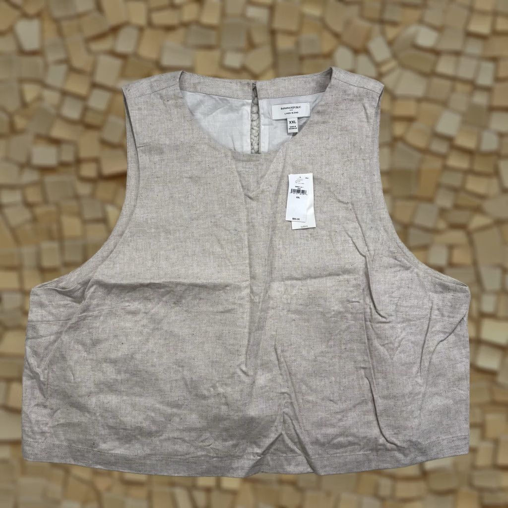 Banana Republic NWT Banana Republic Linen Blend Shell Tank Top Size XXL Cream Cropped Sleeveless Size XXL / US 16-18 / IT 52-54 - 1 Thumbnail